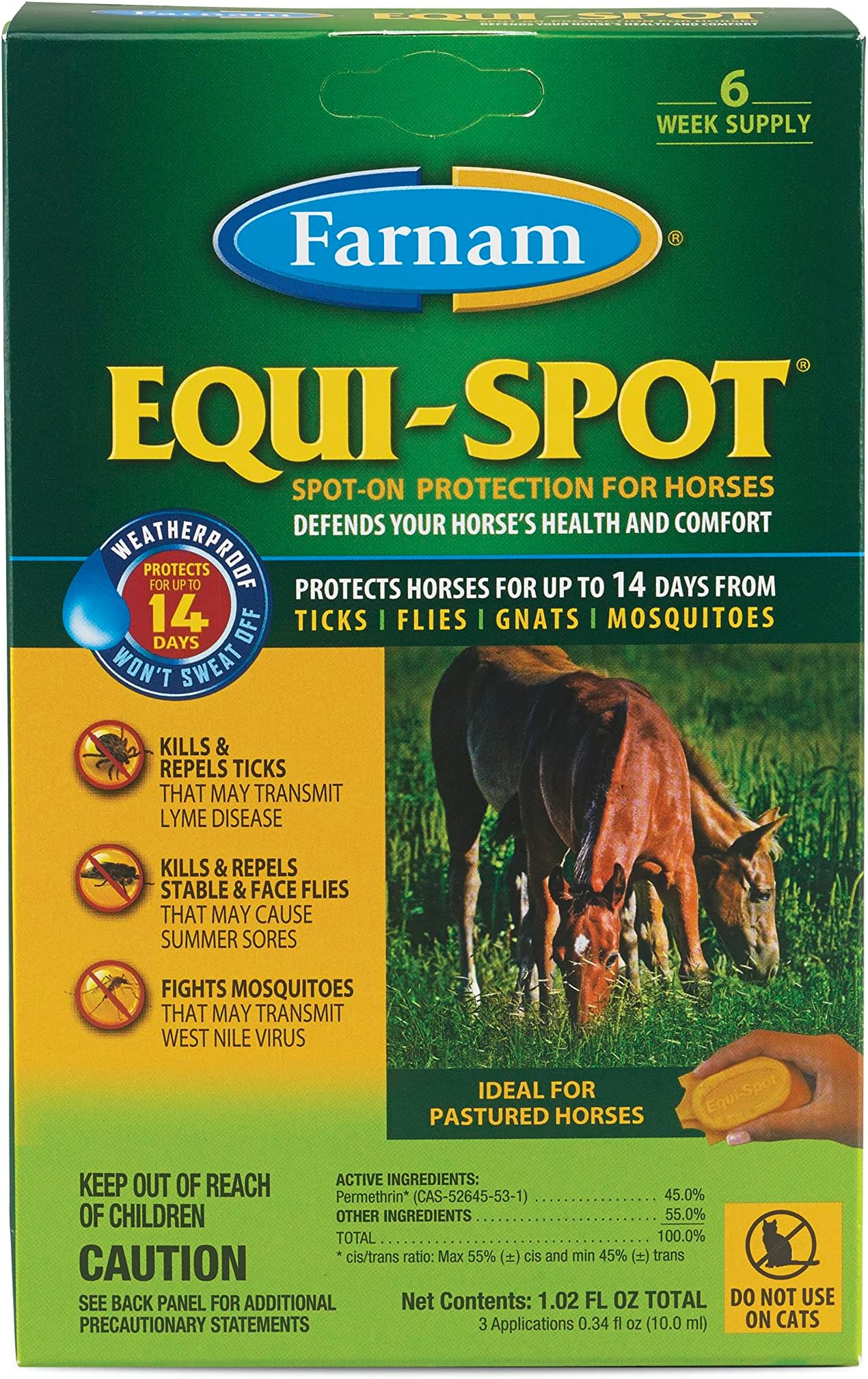EQUI-SPOT Spot-on Protection for Horses 6 Week Supply 0.34 Fl Oz