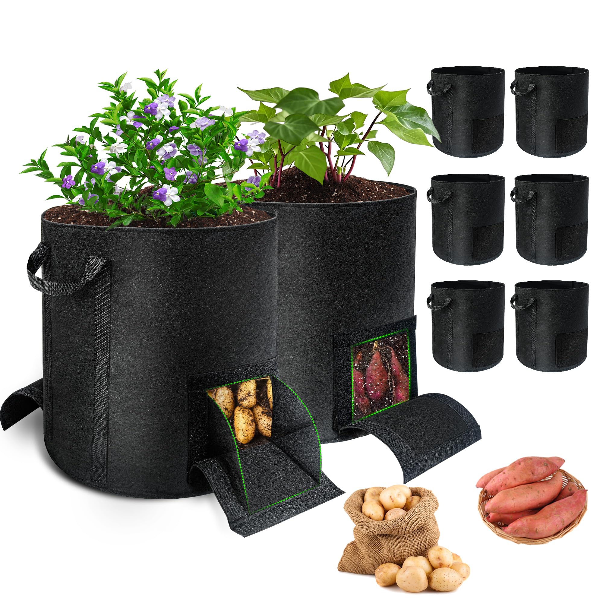 Mulctun 15-Gallon Potato Grow Bags 8-Pack