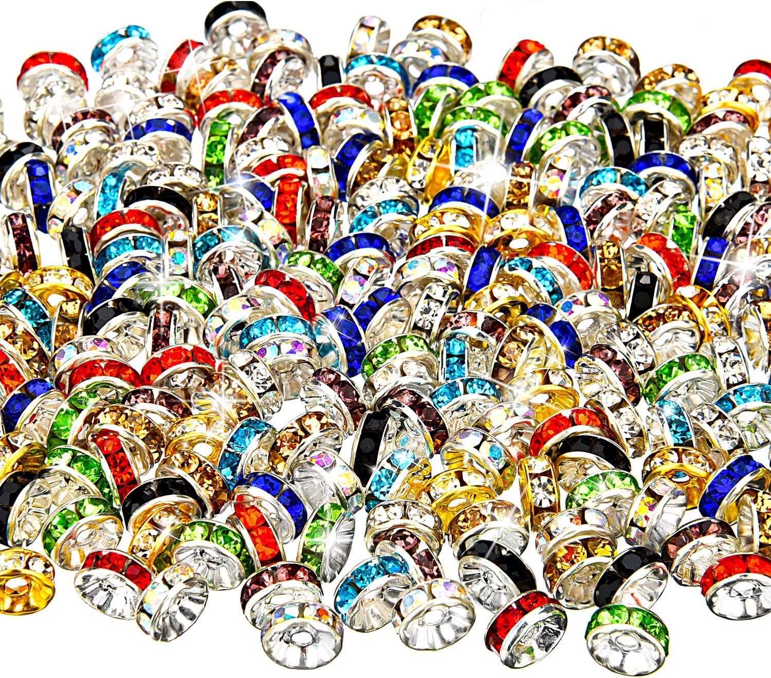 Bememo 200 Pieces Mixed Color Rondelle Beads, 10 Colors for Jewelry Making