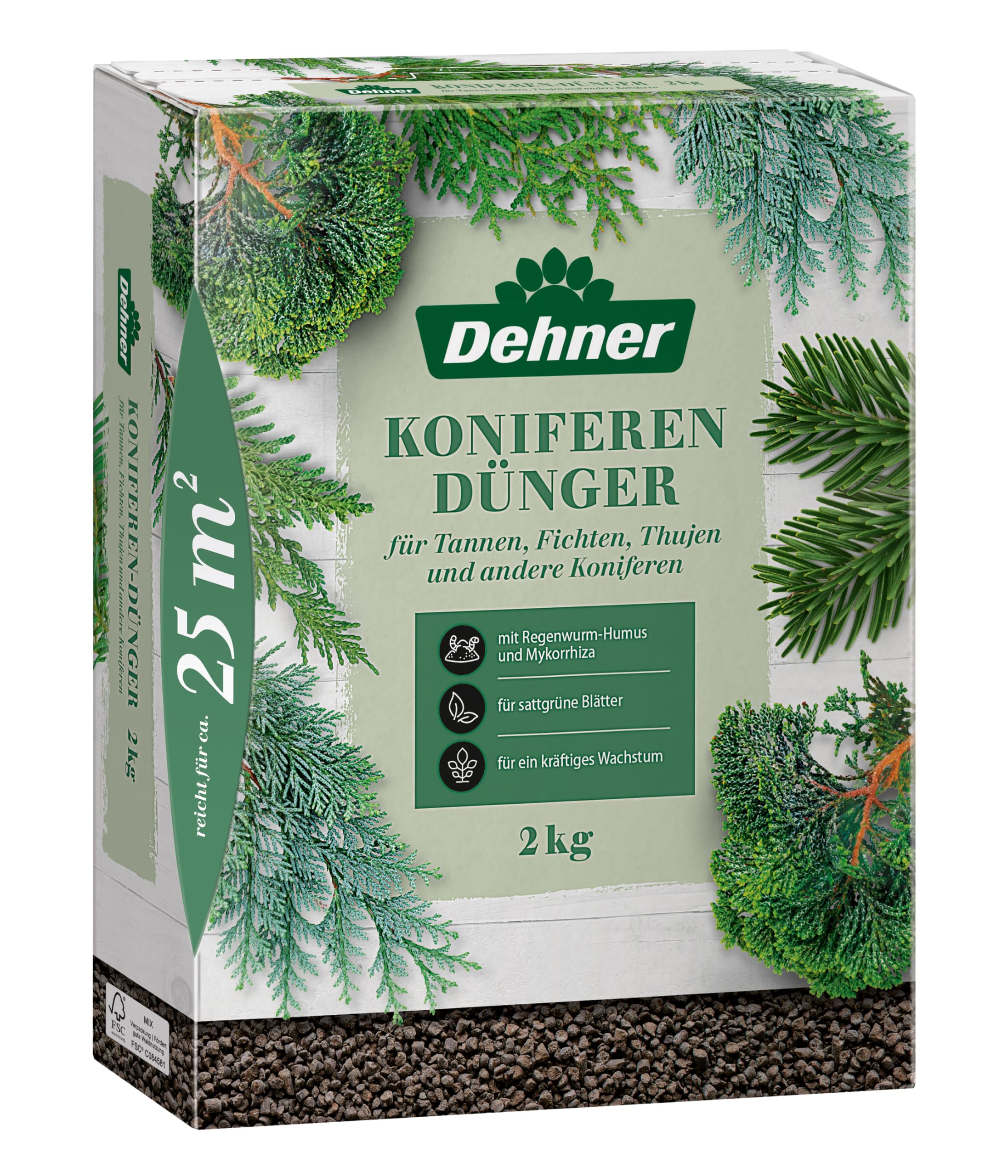 Dehner Koniferendnger, hochwertiger Dnger fr Nadelgehlze,  organisch-mineralischer NPK-Dnger, mit Spurennhrstoffen, 2 kg, fr ca. 25  qm, bunt : Amazon.de: Garten