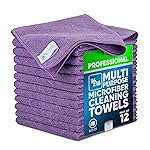 MW Pro Microfiber Cleaning Cloth | Purple | 12 Pack | 16 x 16 | All Purpose Microfiber Towels - Clean, Dust, Polish, Scrub, Absorbent