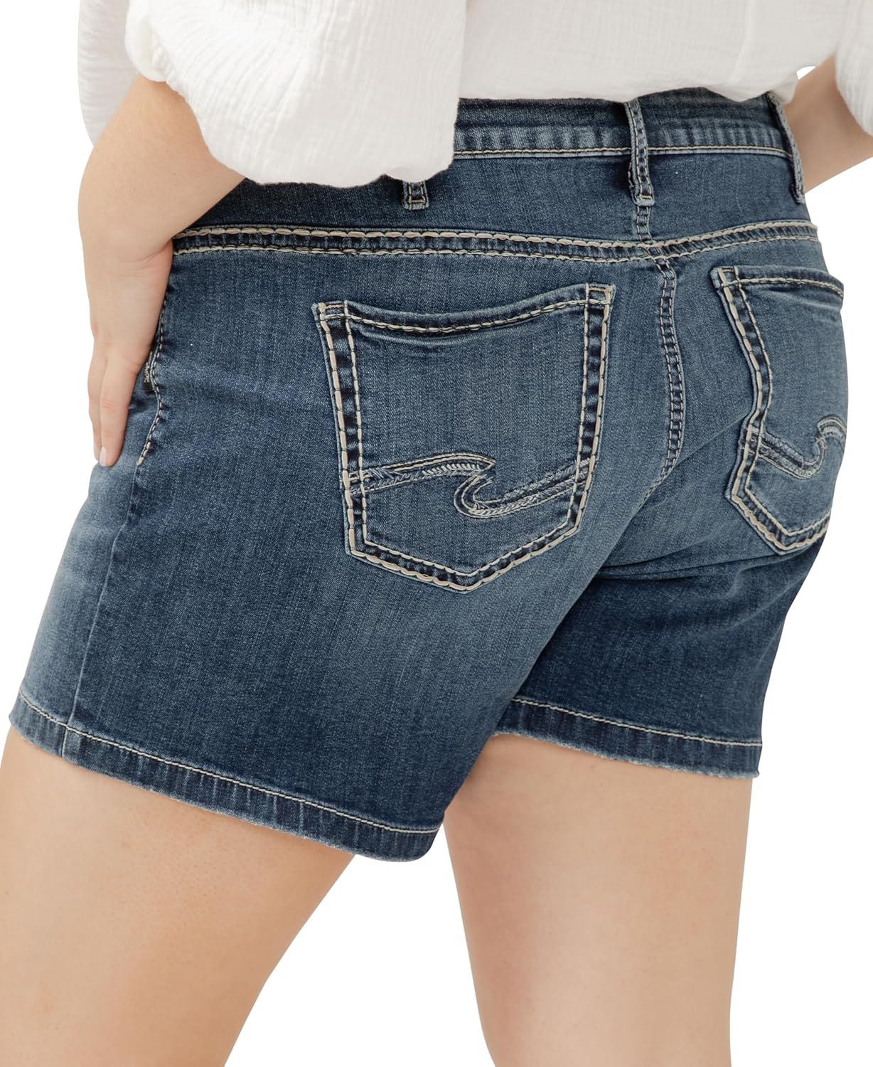 Silver Jeans Co. Womens Plus Size Elyse Mid Rise Comfort Fit Short - Image 4