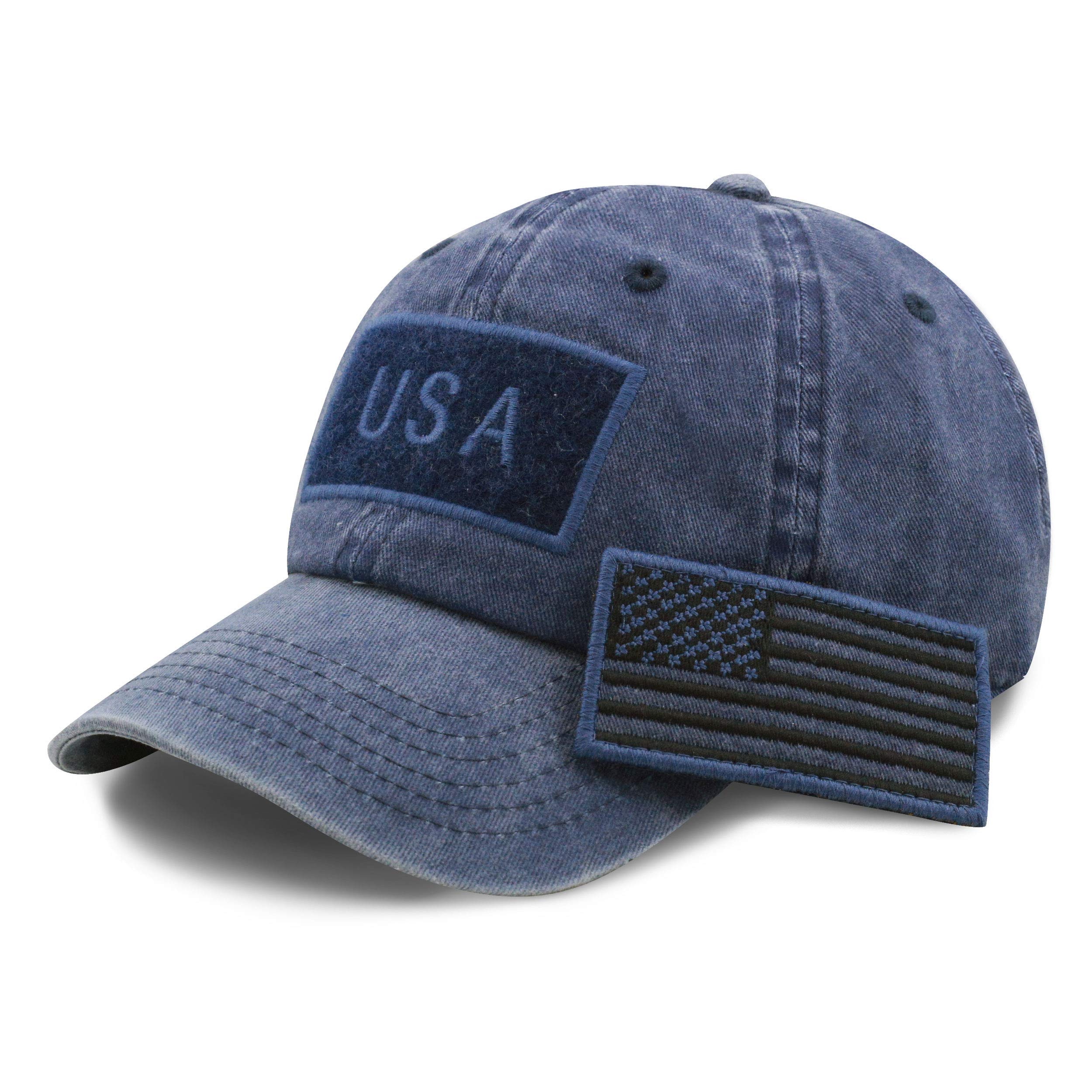 The Hat Depot Cotton & Pigment Low Profile Tactical Operator USA Flag Patch Military Army Cap