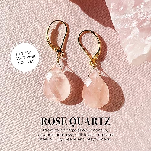 Miniatura 3 de Pendientes de Gemas Naturales, Joyería Colgante con Gota de Plata de Ley Hipoalergénica 925, Regalo para Mujeres Hecho a Mano en EE. UU