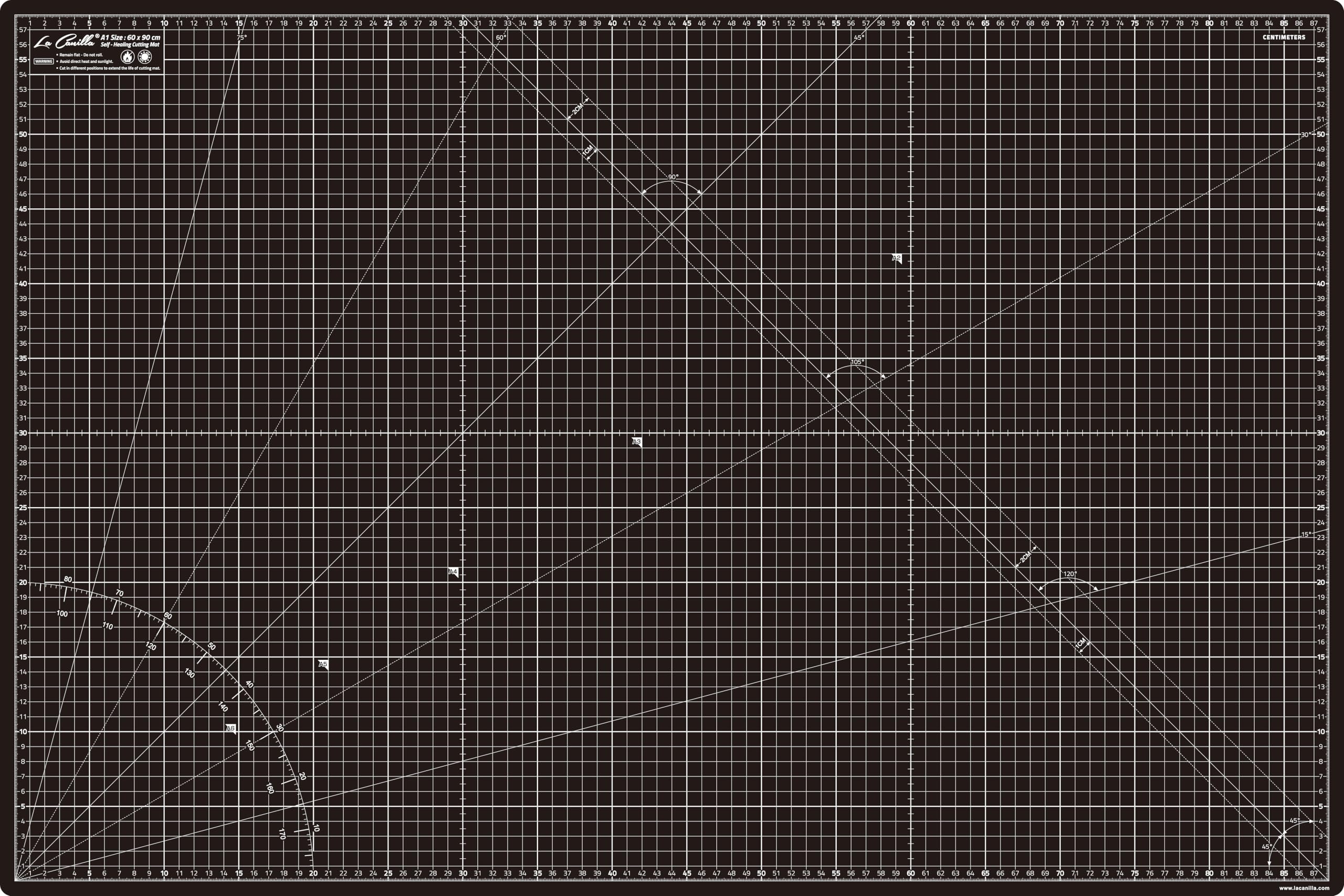 La Canilla A1 Cutting Base (Surface 90x60cm - 36x24") Mat Cutting Mat for Crafts, Drawing, Board Cutting Mat for Patchwork, Sewing | Marking in Centimeters and Inches