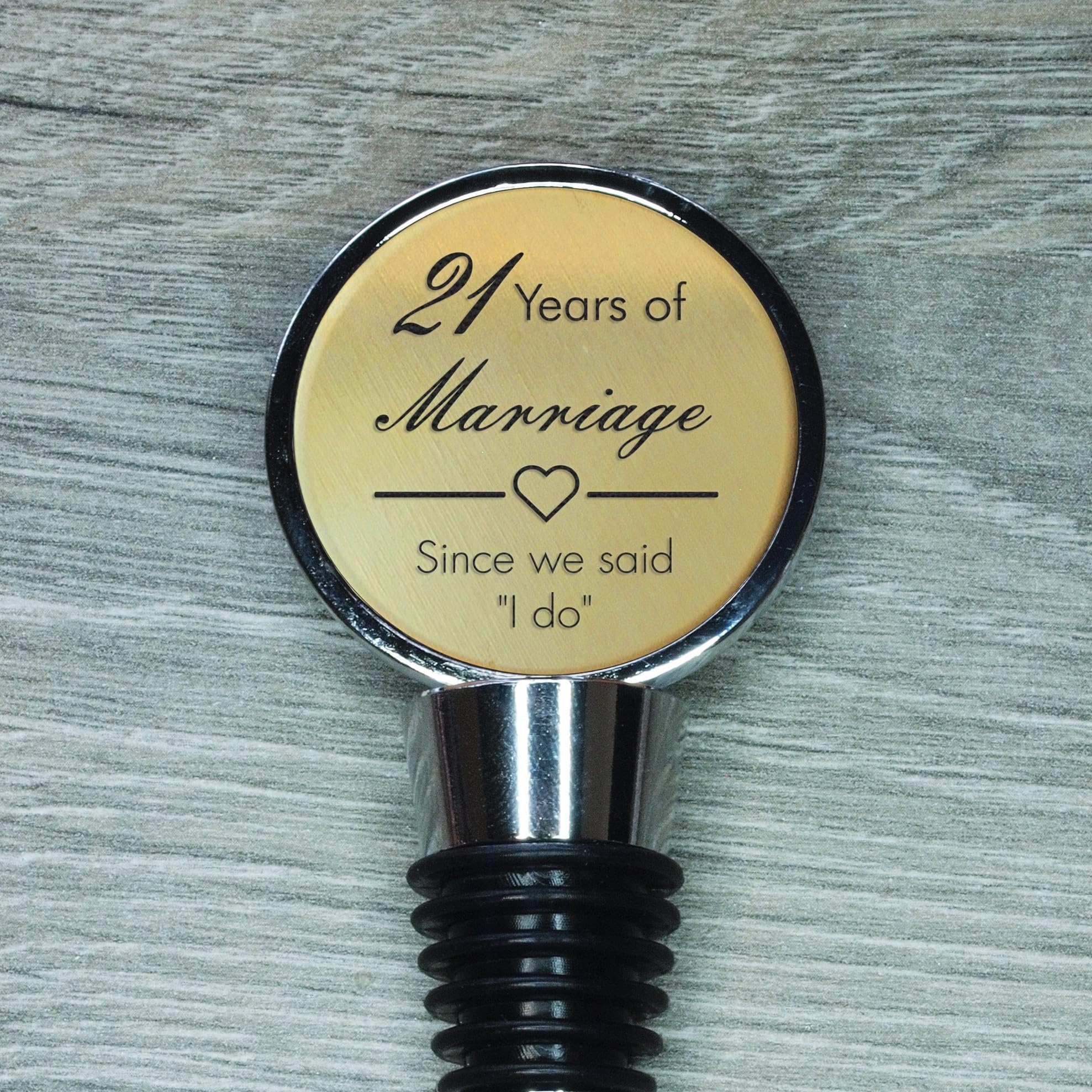 21 ans de mariage bouchon de bouteille en laiton gravé accessoire vin souvenir Since We Said I Do
