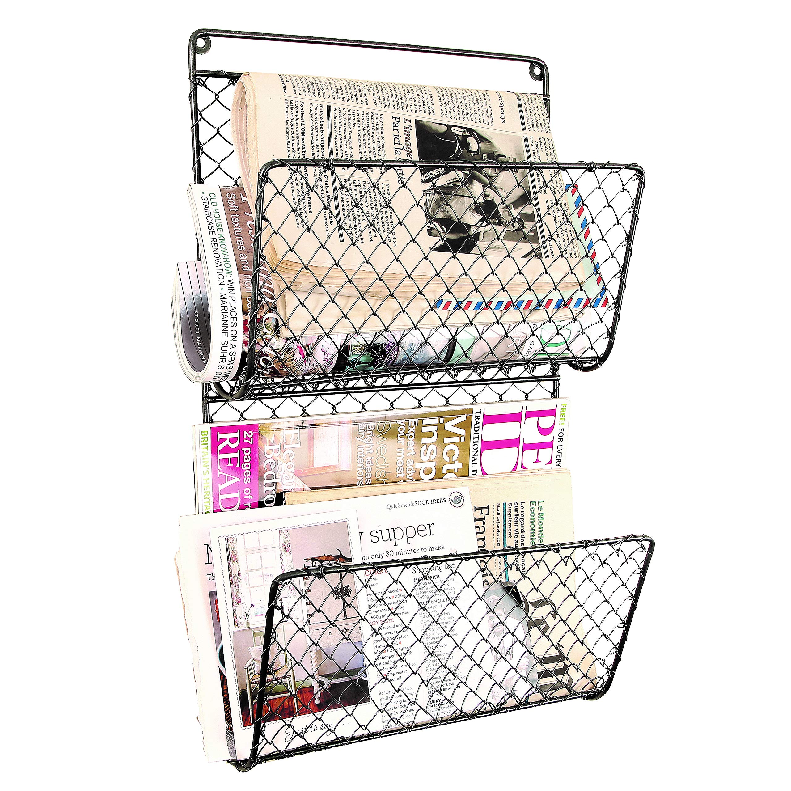 Buy Dibor 2 Compartment Wall Basket Black Home Office Storage Rack