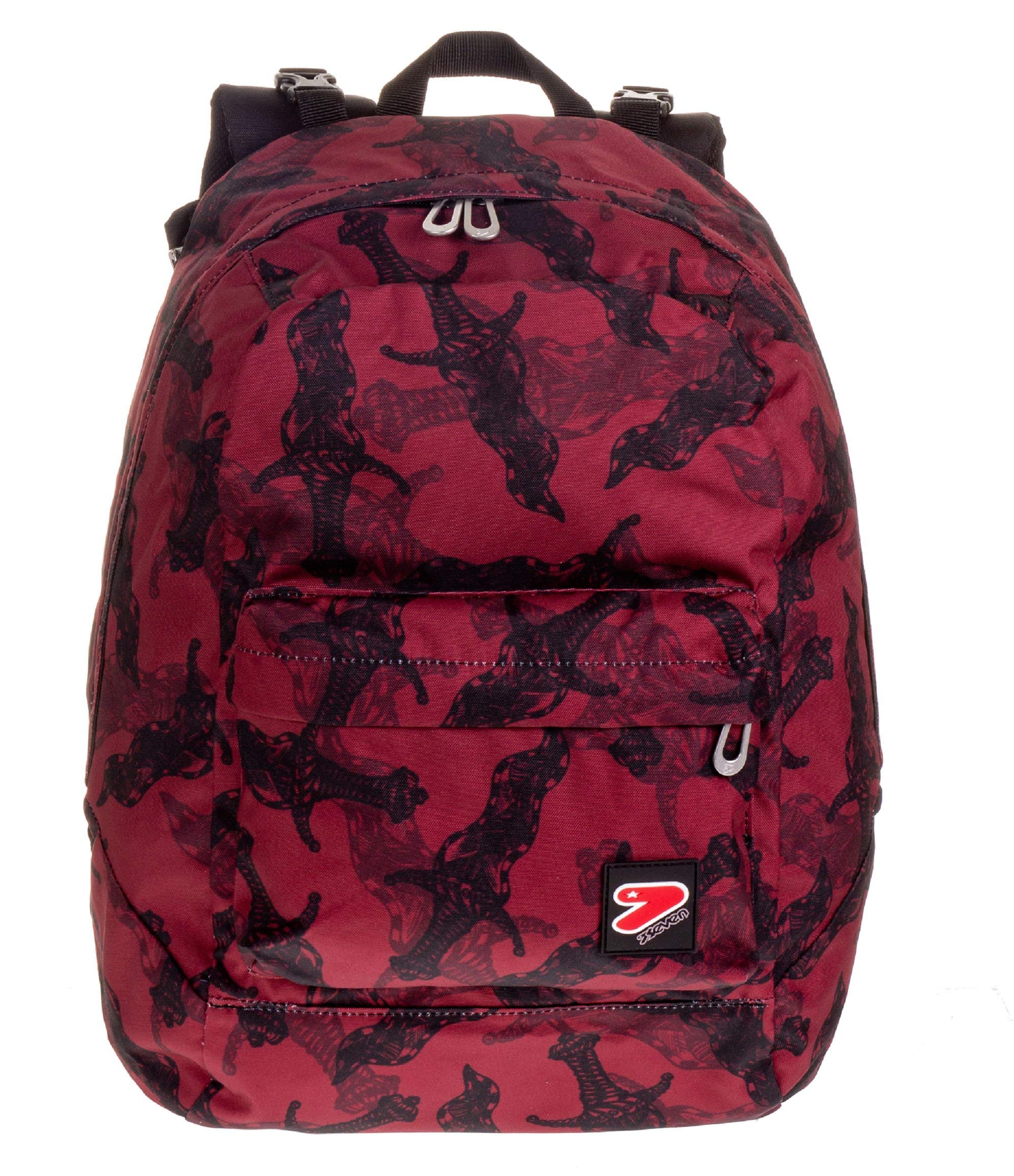 Seven Zaino Reversibile Updown, Rosso, Nero, Cuffie incluse, Per bambini, Bambine, Ragazzi e ragazze, Scuola e tempo libero