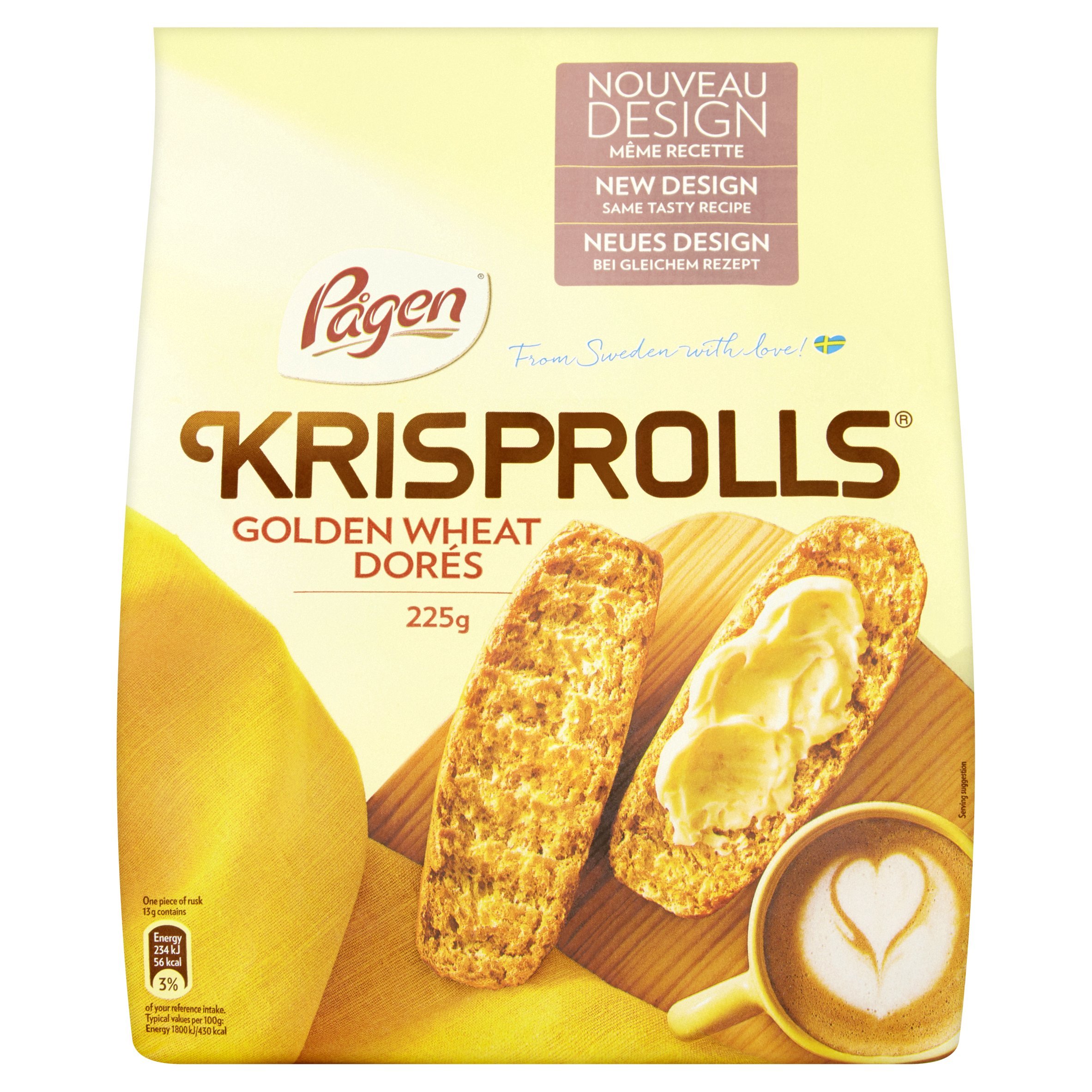 Pagen Krisprolls Dores di grano dorato, (5x225g)