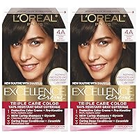 Vista 154 de L'Oreal Paris Excellence Creme - Coloración permanente para el cabello, castaño oscuro 4, 100% de cobertura de canas, paquete de 2
