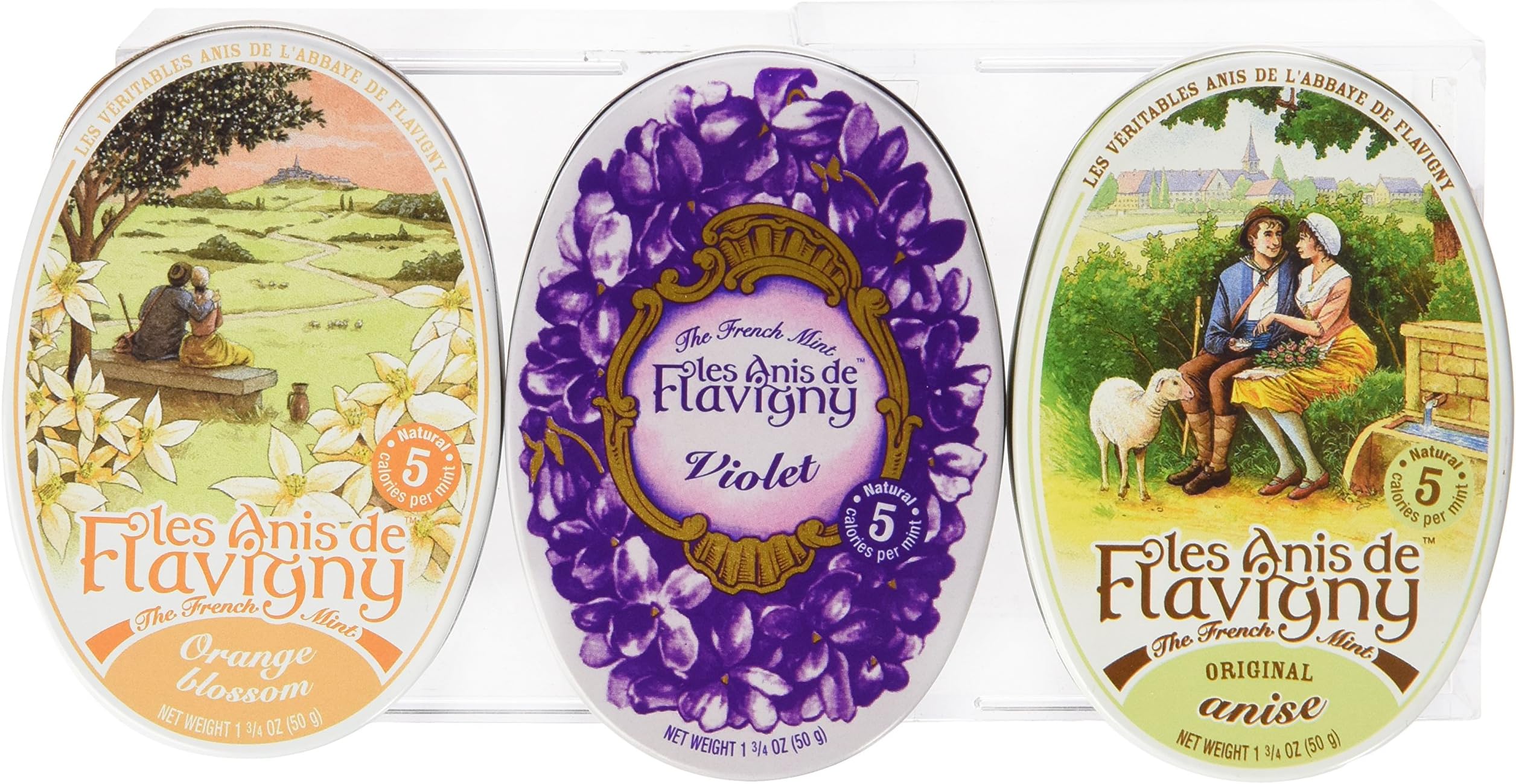 Anis De Flavigny - Orange, Anise and Violet Flavored Candies From France 3 Pack 3x1.75oz