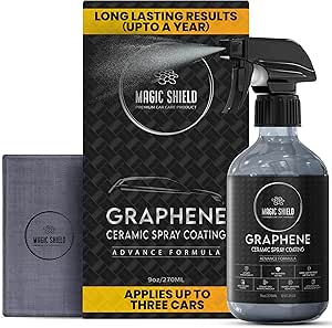 Magic Shield Graphene Ceramic Spray Coating - LAST SO LONG! Quick & Easy for Cars, Motorcycles & Boats-Professional Grade Sealant for Maximum Gloss & Shine - Waterless Wash & Wax (270ml)