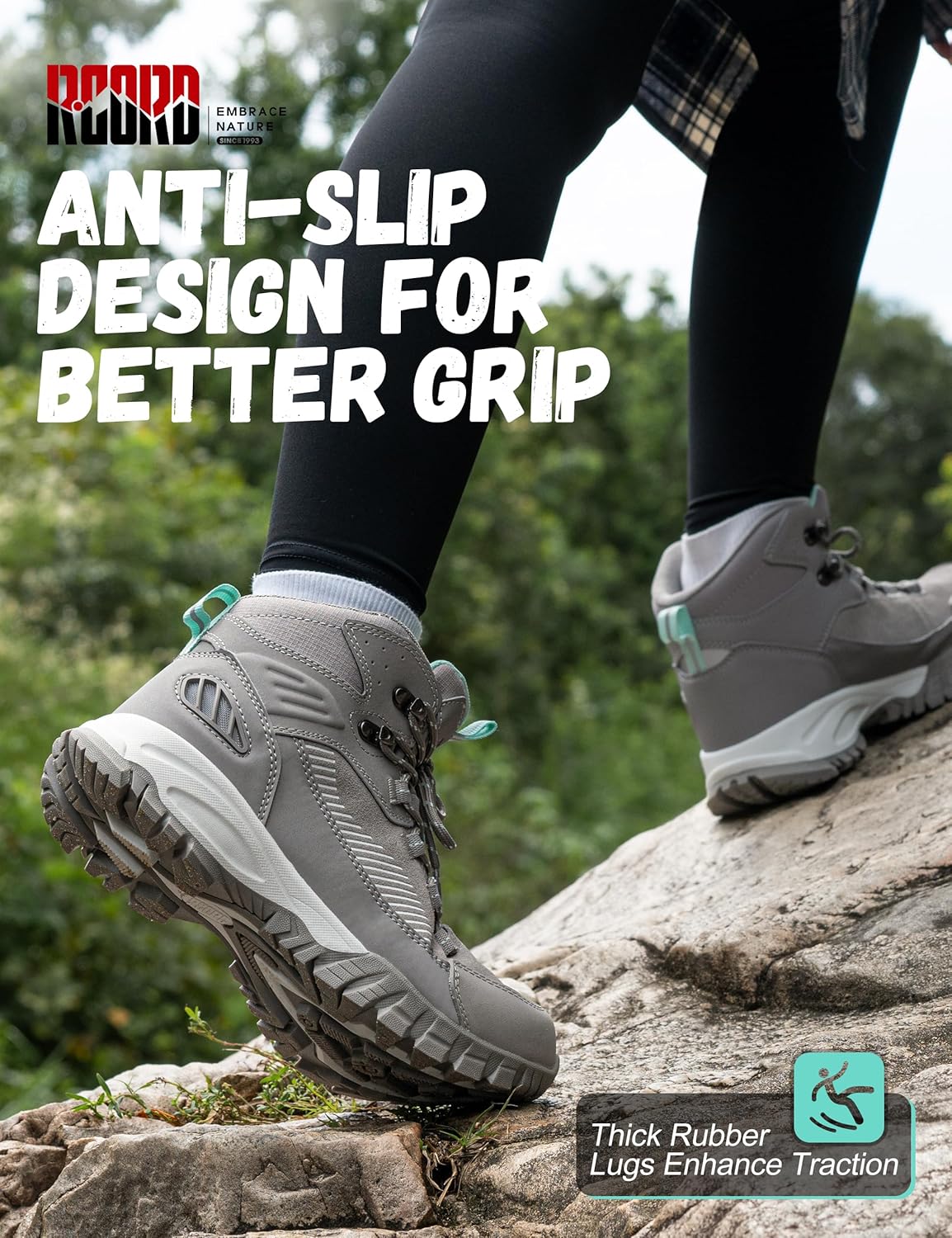 R CORD Hiking Boots Women Waterproof Comfortable Womens Hiking Boots Non-Slip Trekking Backpacking Boots Outdoor Breathable - Image 4