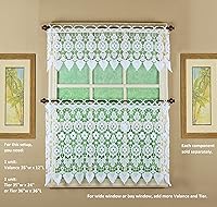 Vista 4 de Cortina de Medallón Macramé de Today's Curtain 30 cm, Blanco, 89 cm x 30 cm