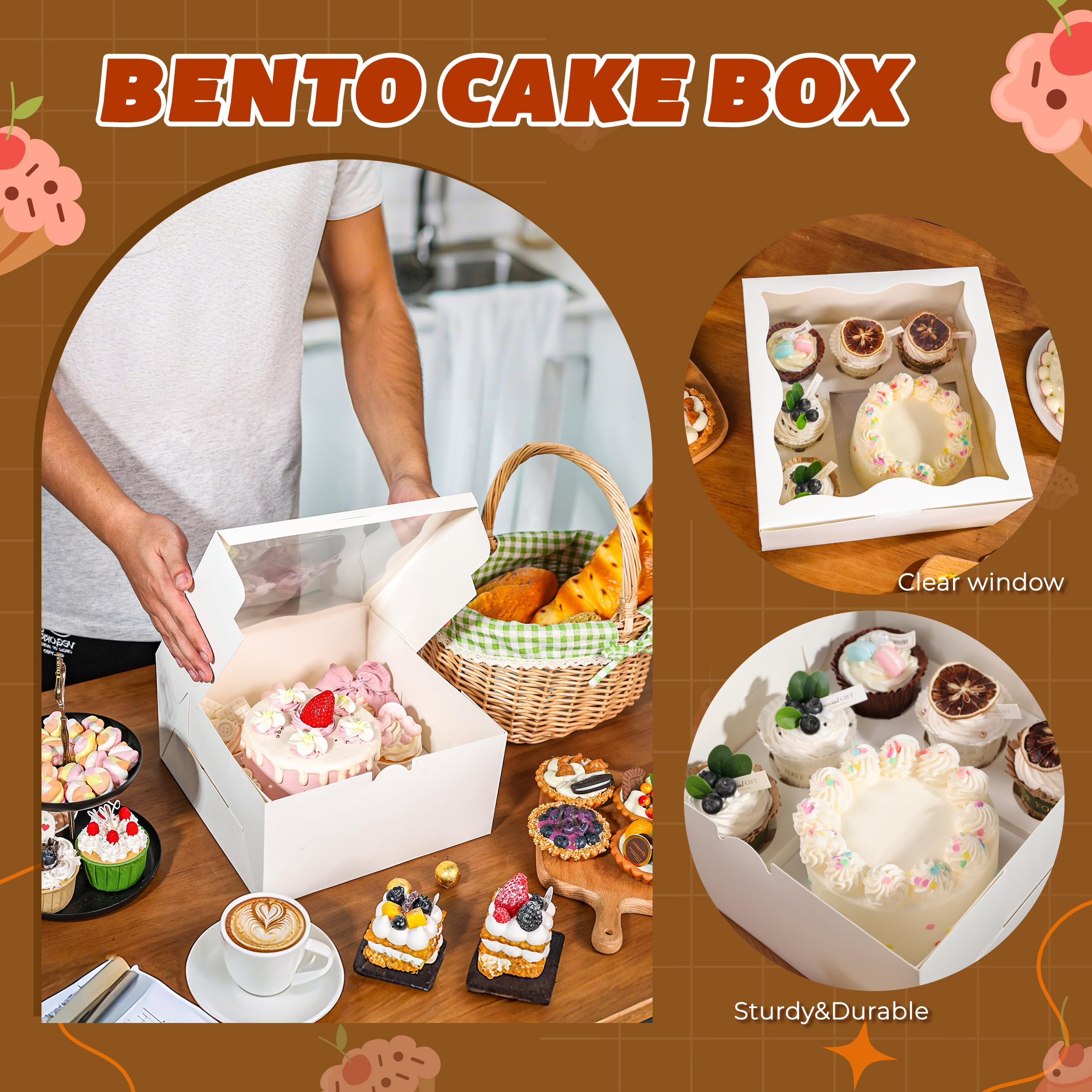 NPLUX Cake Boxes - 4 Pack for Cupcakes & Mini Cakes -2 NPLUX Cake Boxes - 4 Pack for Cupcakes & Mini Cakes -2