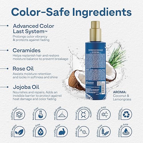 Miniatura 3 de Spray de tratamiento sin enjuague a prueba de color, 8.5 onzas líquidas, espray de protección térmica para cabello, spray suavizante y desenredante