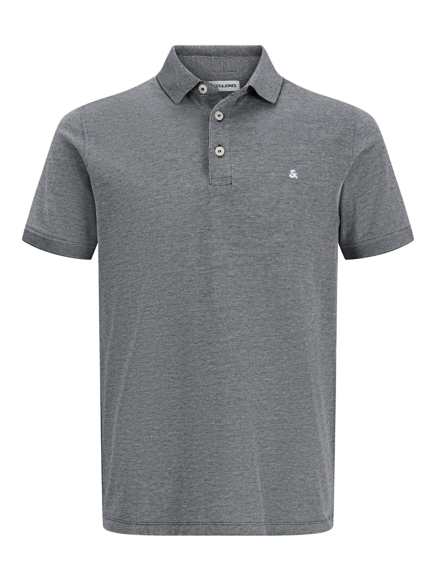 JACK & JONES Mens Paulos Tipped Pique Polo Shirt Anthracite S