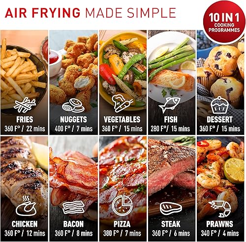 Miniatura 2 de T-fal Freidora de aire digital Easy Fry Max de 5.3 cuartos de galón 10 programas de cocción versátiles, pantalla táctil intuitiva, cesta apta para