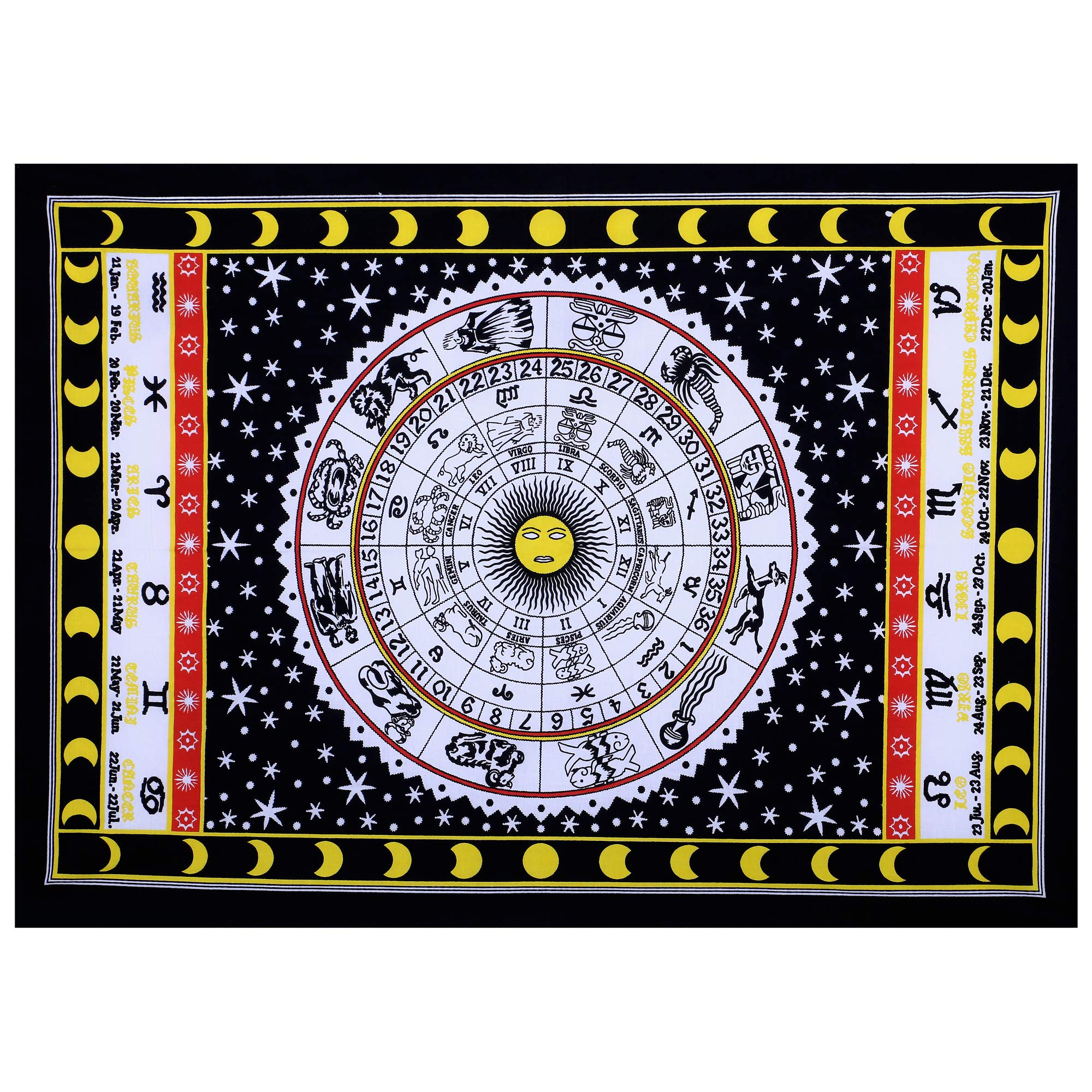 Amazon.com: THE ART BOX 日月掛毯天體黑白星座掛毯,適用於壁掛裝飾、少女臥室占星掛毯- 30 x 40 英吋: 居家與廚房