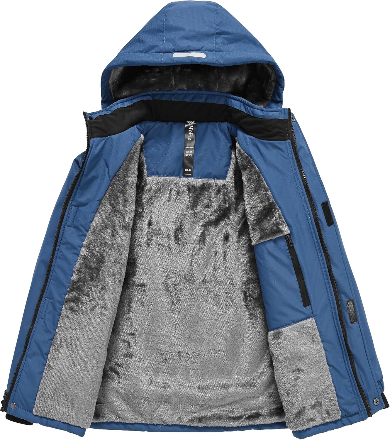 MoFiz Boys Waterproof Skiing Jacket Kids Hooded Fleece Winter Snowboard Jackets Windproof Warm Outerwear with Zip Pockets