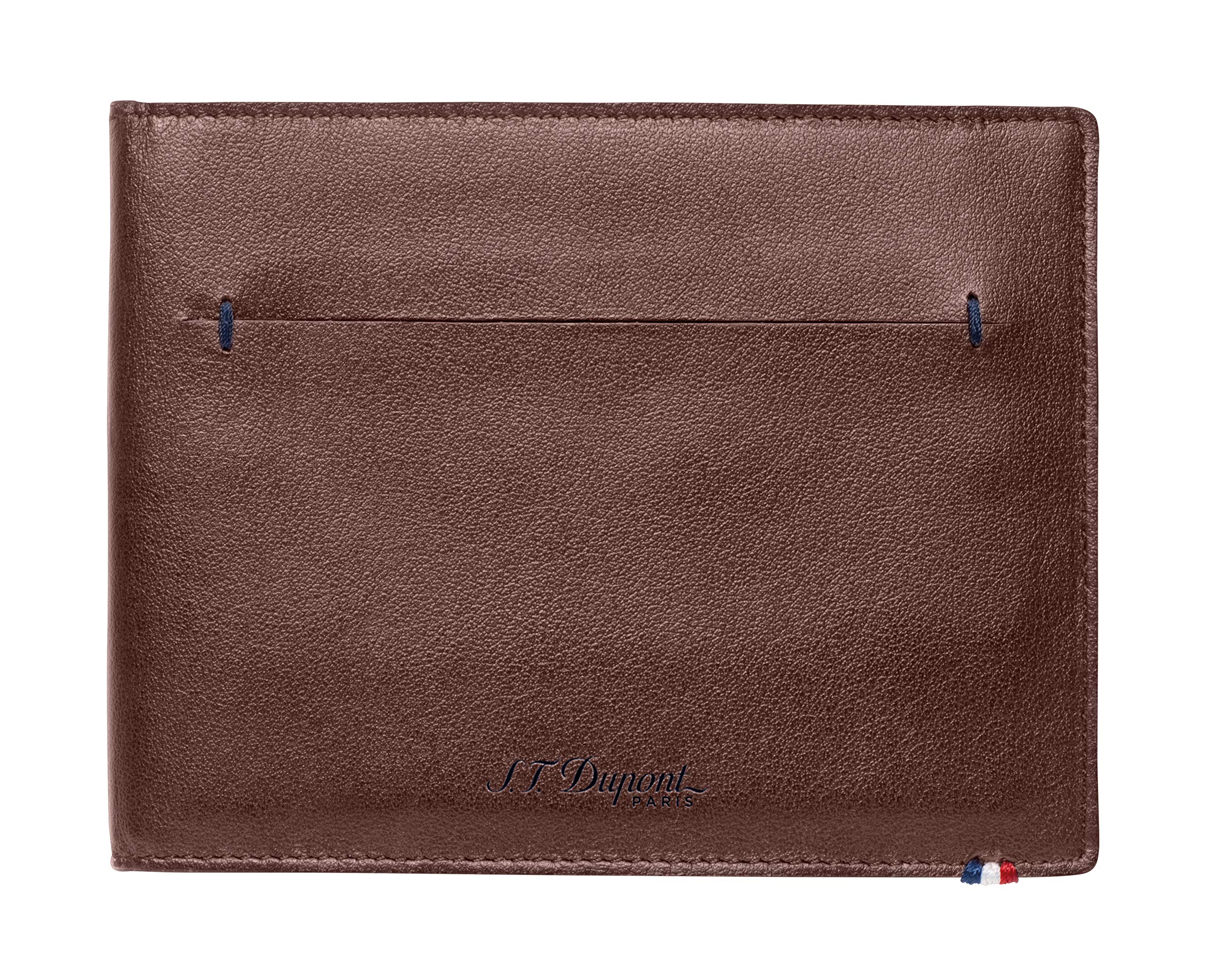 S.T. Dupont Line D Slim 7CC Holder - Brown/Blue