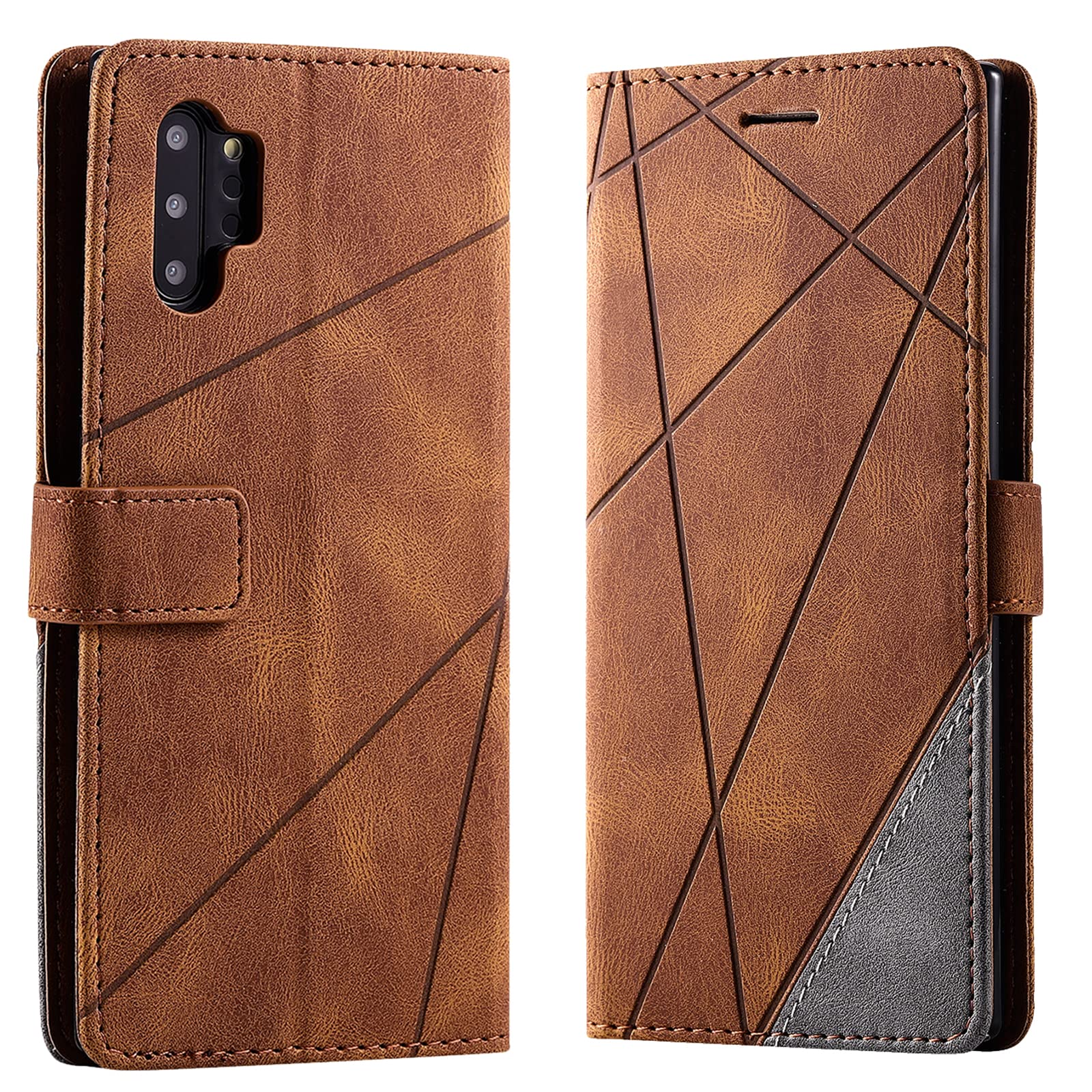 Bravoday Custodia Portafoglio In Pelle PU Per Galaxy Note 10 Plus - Flip Cover Con Slot Per Carte E Supporto Video, Vino Rosso - 4