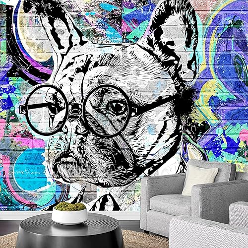 wall26 Adhesivo mural removible para pared, traje de negocios, lentes de perro, pintura en aerosol, graffiti y arte callejero, paisaje urbano, arte