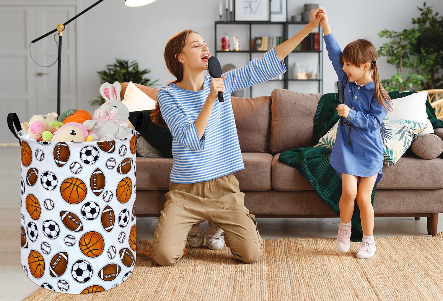 Kids Laundry Hamper Storage Basket Laundry Organizer Hamper Storage Bins Clothes Box Nursery Hamper Gift Basket with Handles (Balls)