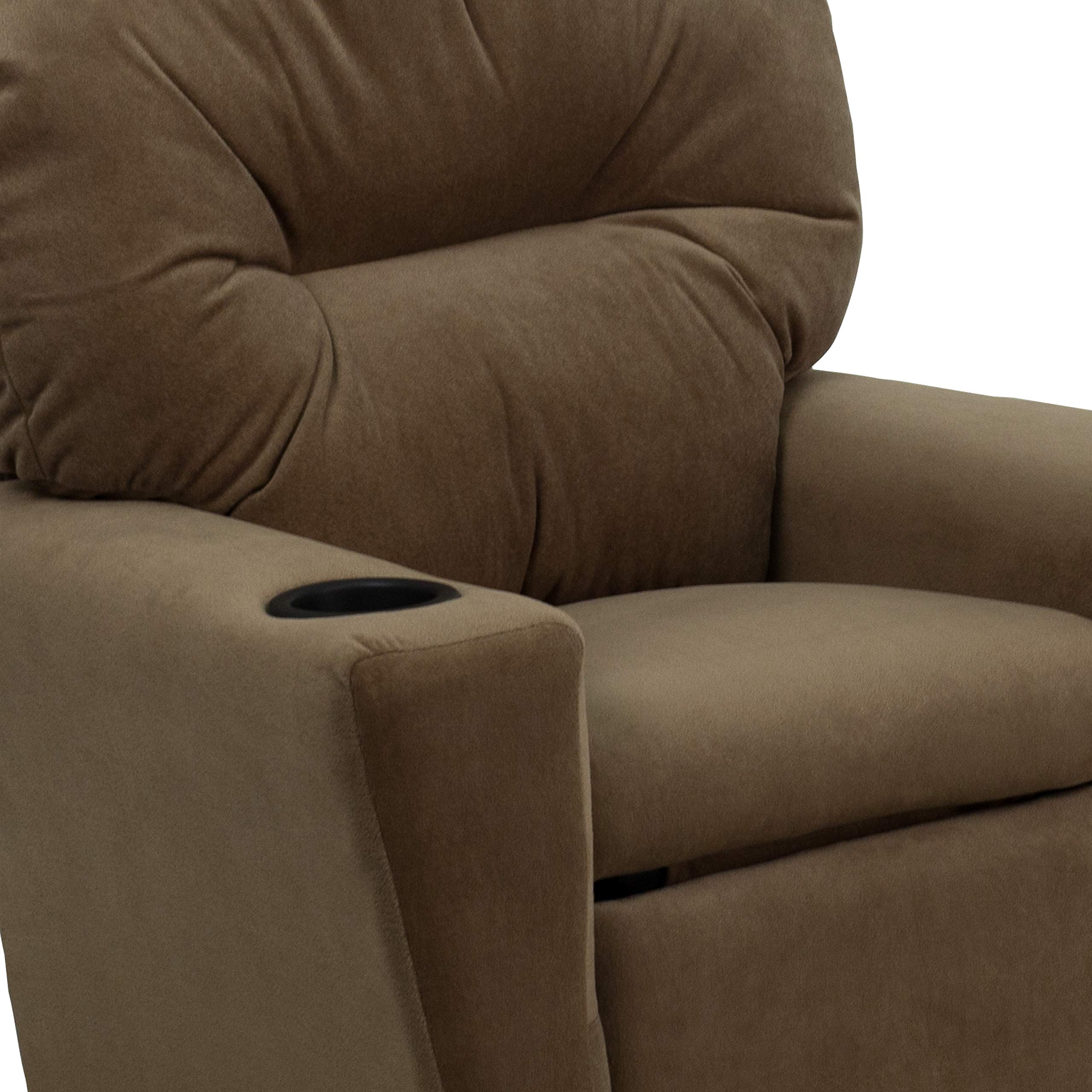 Flash Furniture Lehnsessel für Kinder, modern, mit Becherhalter, Holz, braune Mikrofaser, 1 Stück