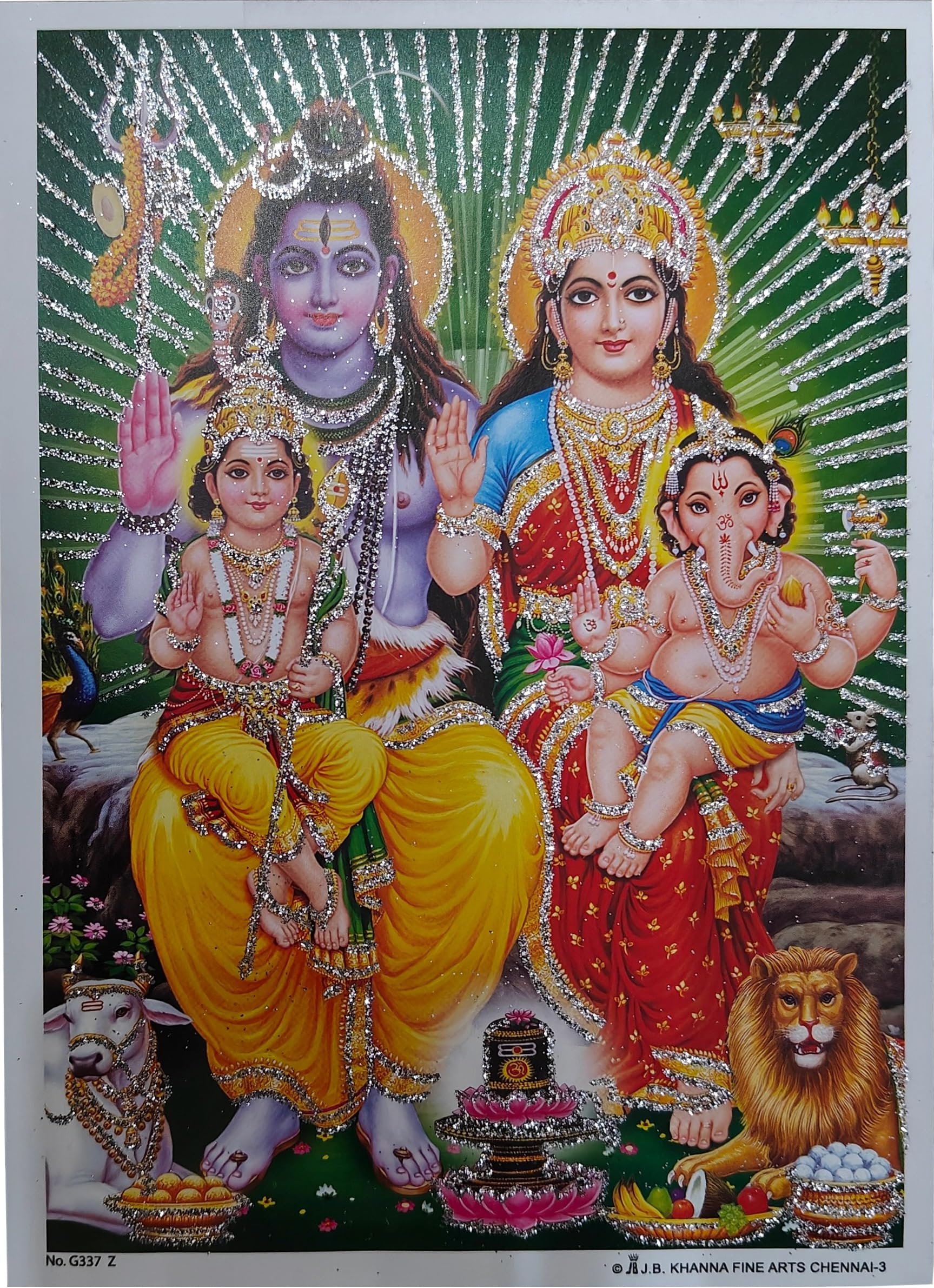 Rastogi Handicraft White Paper India Best Of Reprint Hindu God Poster/Picture With Unframed (, Shiv-Parivar-Ji-7"X5")