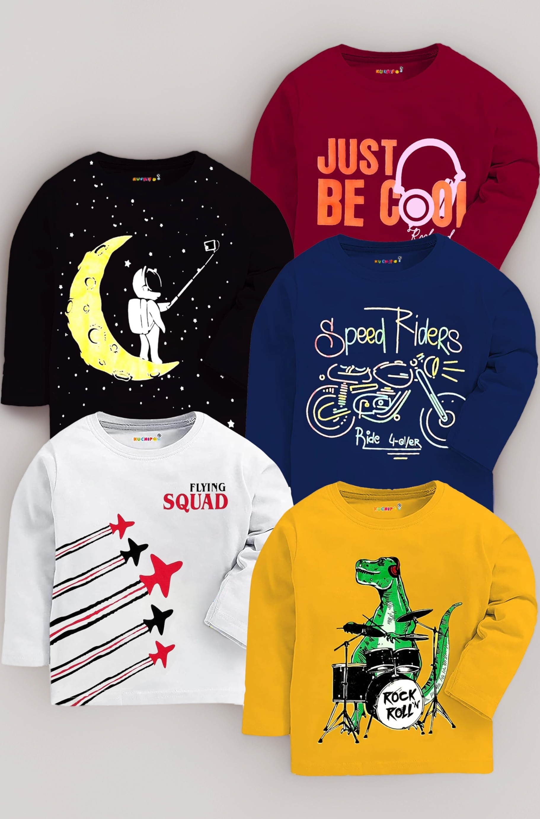 Boys Full Sleeves Regular Fit Cotton T-Shirt