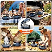 Vista 8 de Estufa de campamento de propano de 2 quemadores de 20,000 BTUs, estufa de campamento plegable portátil con quemadores ajustables, encendido