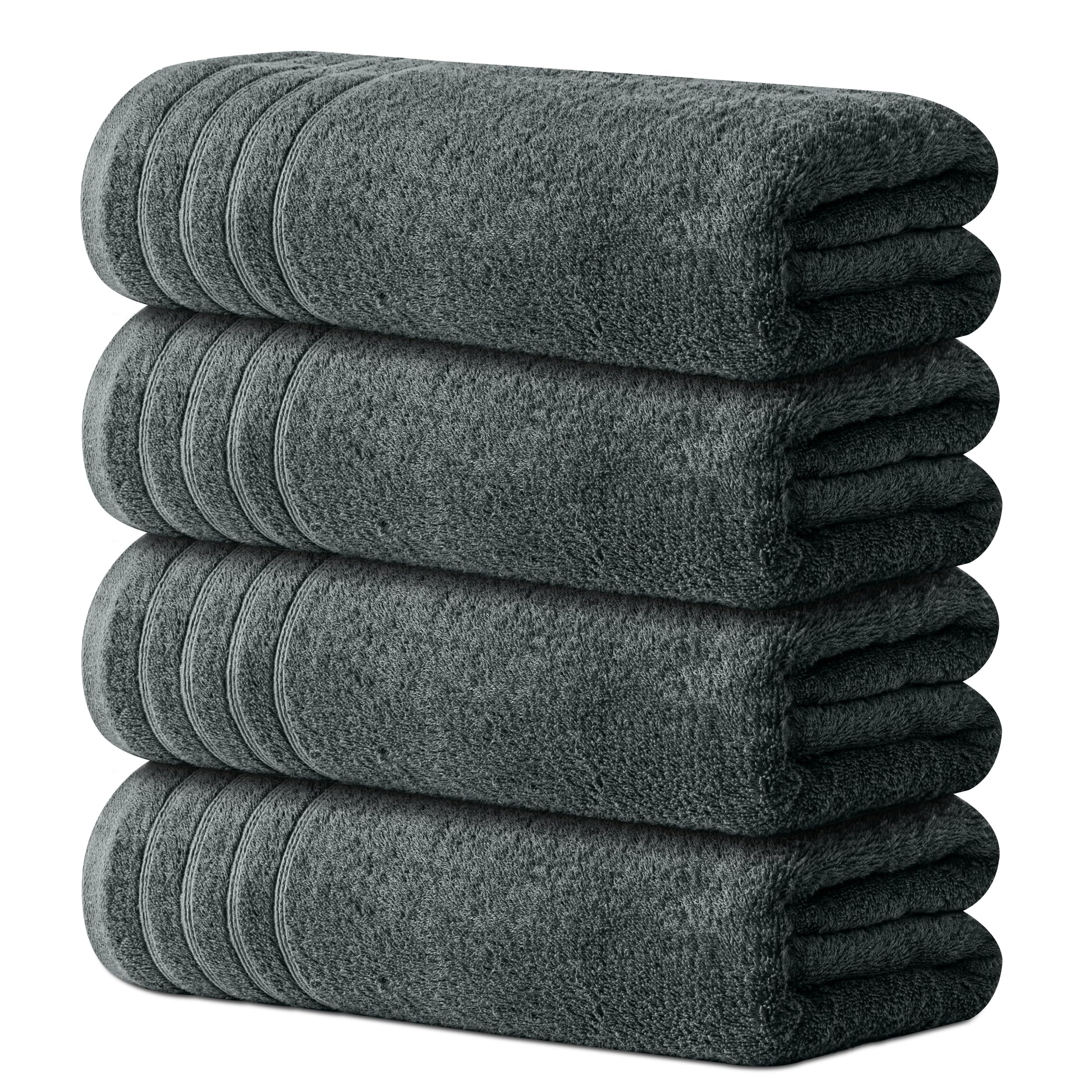Avalon Towels Bath Towels Set of 4, Size 30 x 60 Inches, Highly Soft and Absorbent, Quick Drying, Lightweight, Perfect for Daily Use (Dark Grey)