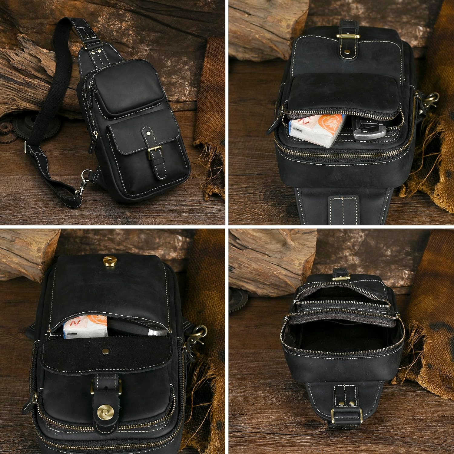 Le'aokuu Outdoor Casual Travel Hiking Crossbody Chest Sling Bag Rig One Shoulder Strap Bag Backpack 1315