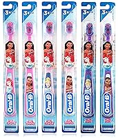 Vista 1 de Oral-B New Princess - Cepillo de dientes para niñas pequeñas, niños de 3 años, extra suave, los personajes varían, paquete de 6