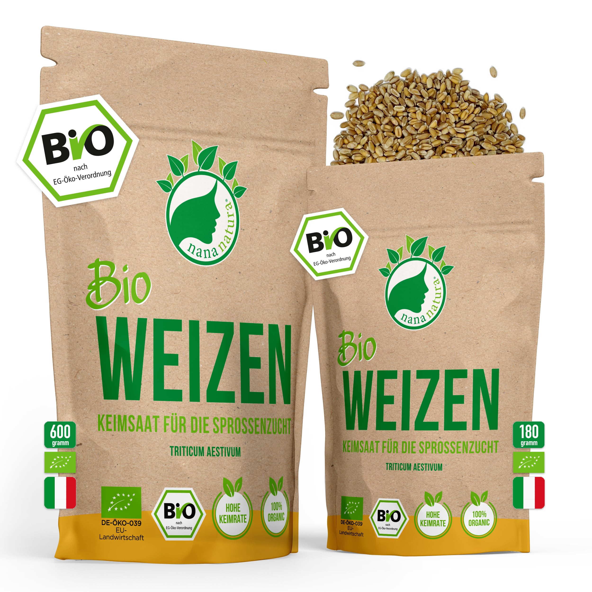 NanaNatura Semi Di Grano Biologico Per Germogli E Microverdure. 600 G. Coltivazione Facile In Vaso, Ricco Di Proteine E Vitamine. Prodotto In Italia. - 5