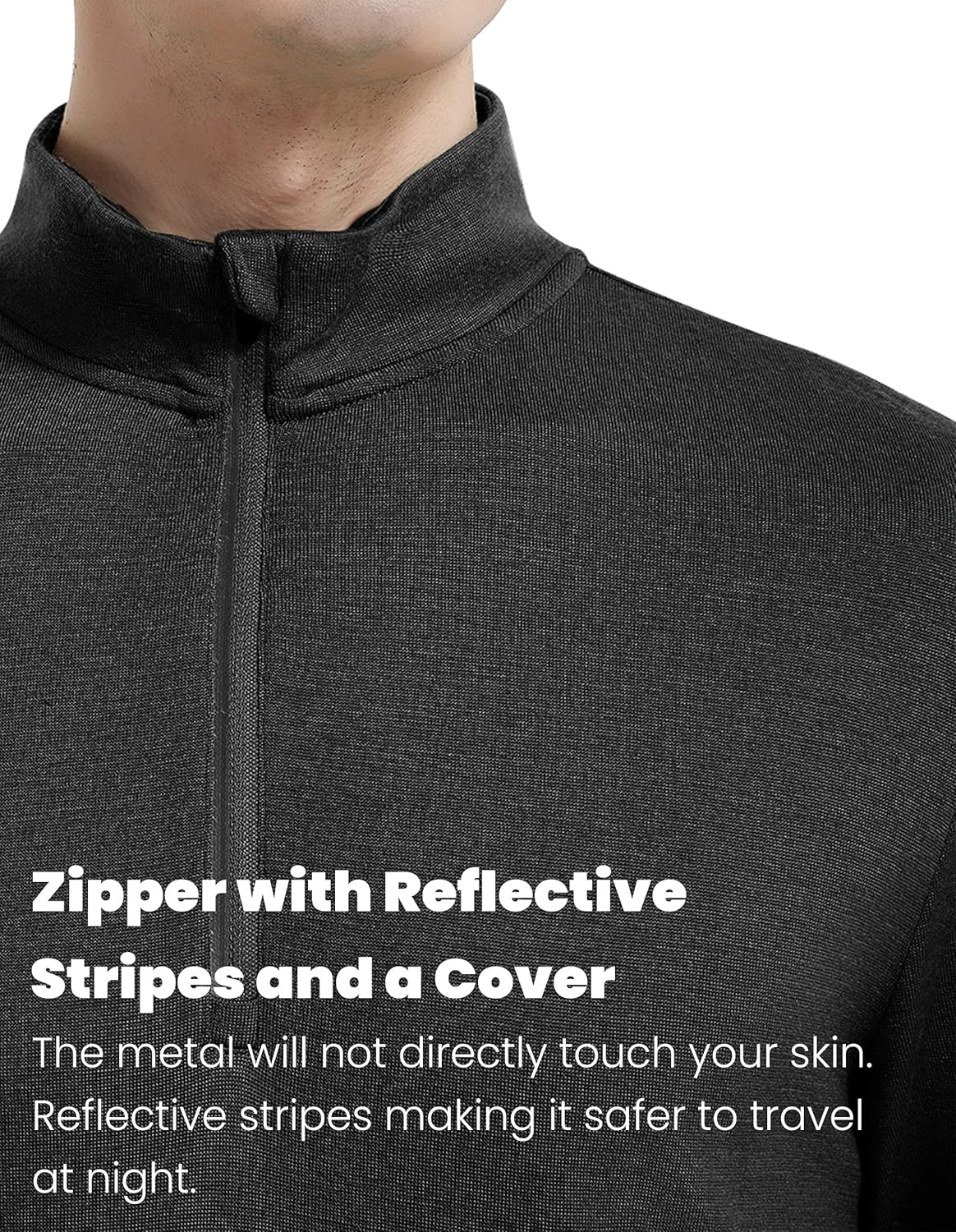 Mens 100% Merino Wool Base Layer Top 220 Midweight Zip Neck Tops for Ski