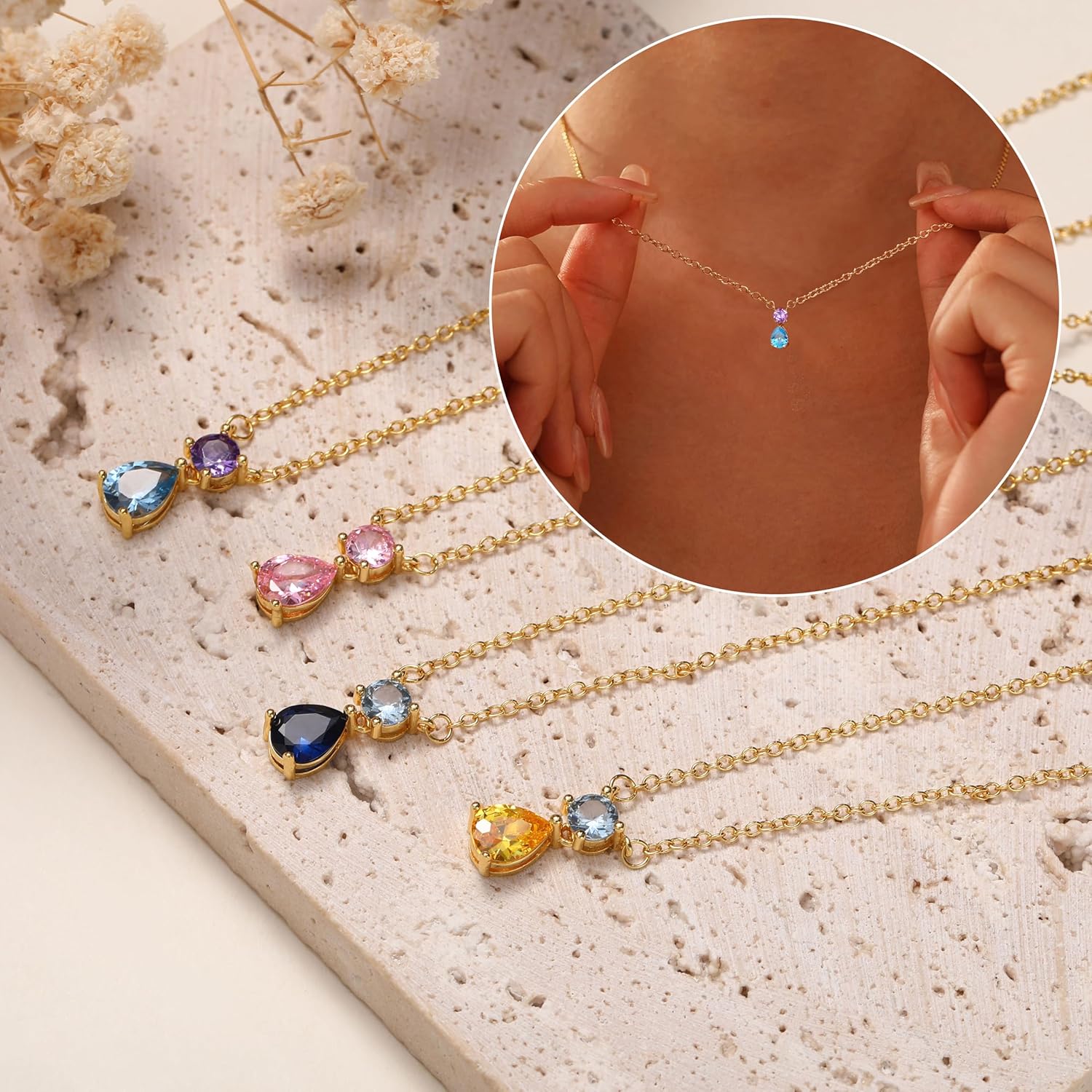 Valentines Day Gifts for Mom May Birthday Gifts for Daughter Sister Emerald Birthstone Necklace for for Women Dainty 14k Gold Plated Necklace for Women Non Tarnish Emerald Jewelry - Image 3