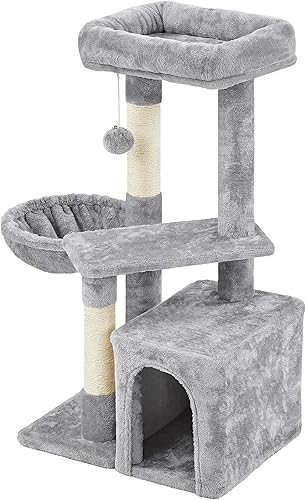 Miniatura 10 de Topeakmart Cat Tree - Torre para gatos de 33 pulgadas con tablas de rascar adicionales y postes de sisal como centro de actividades para gatitos