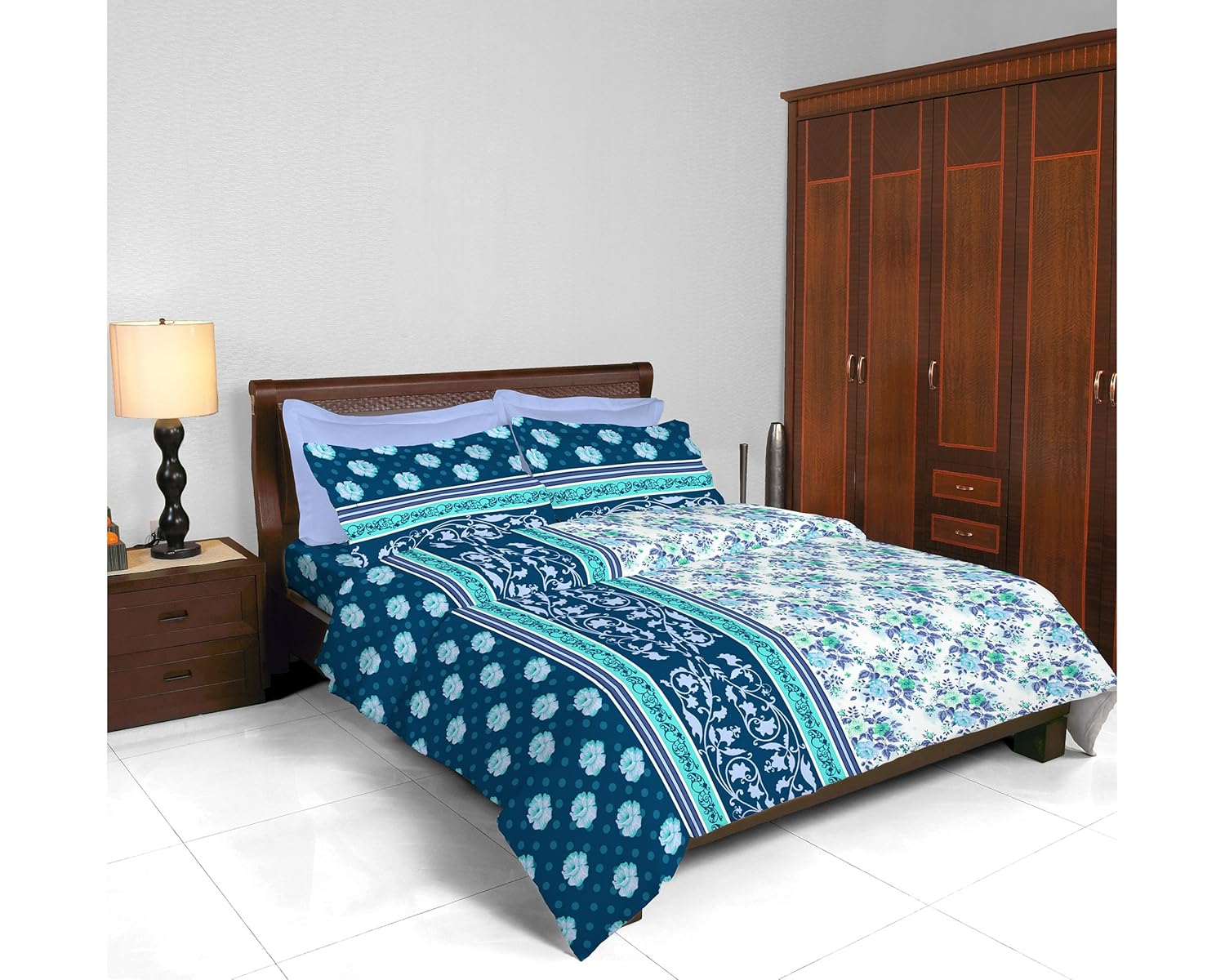 Buy Bombay Dyeing Coral Vine (AW14) Teal Double Bed Sheet Online at Low Prices in India Amazon.in