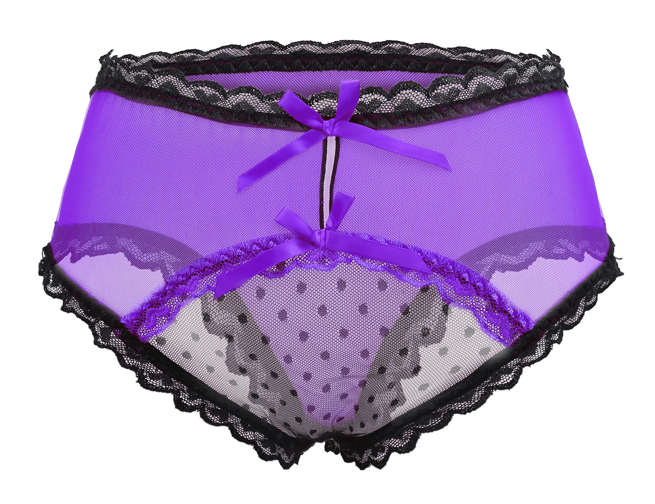 Confonze Women's Sexy Lace Panties Bowknot Briefs Hipster Mesh Knickers Midnight Lingerie Underwear