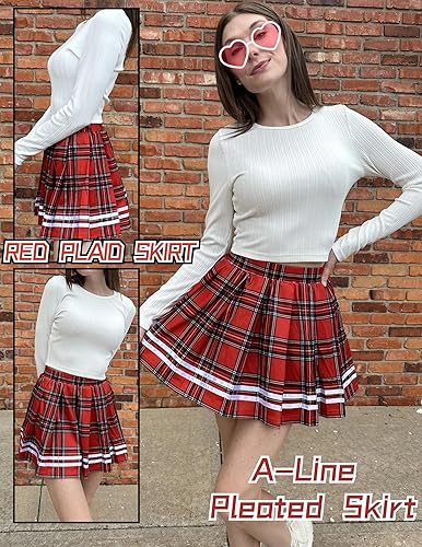 Miniatura 4 de Avidlove Falda plisada para mujer, uniforme escolar, minifalda plisada para animar
