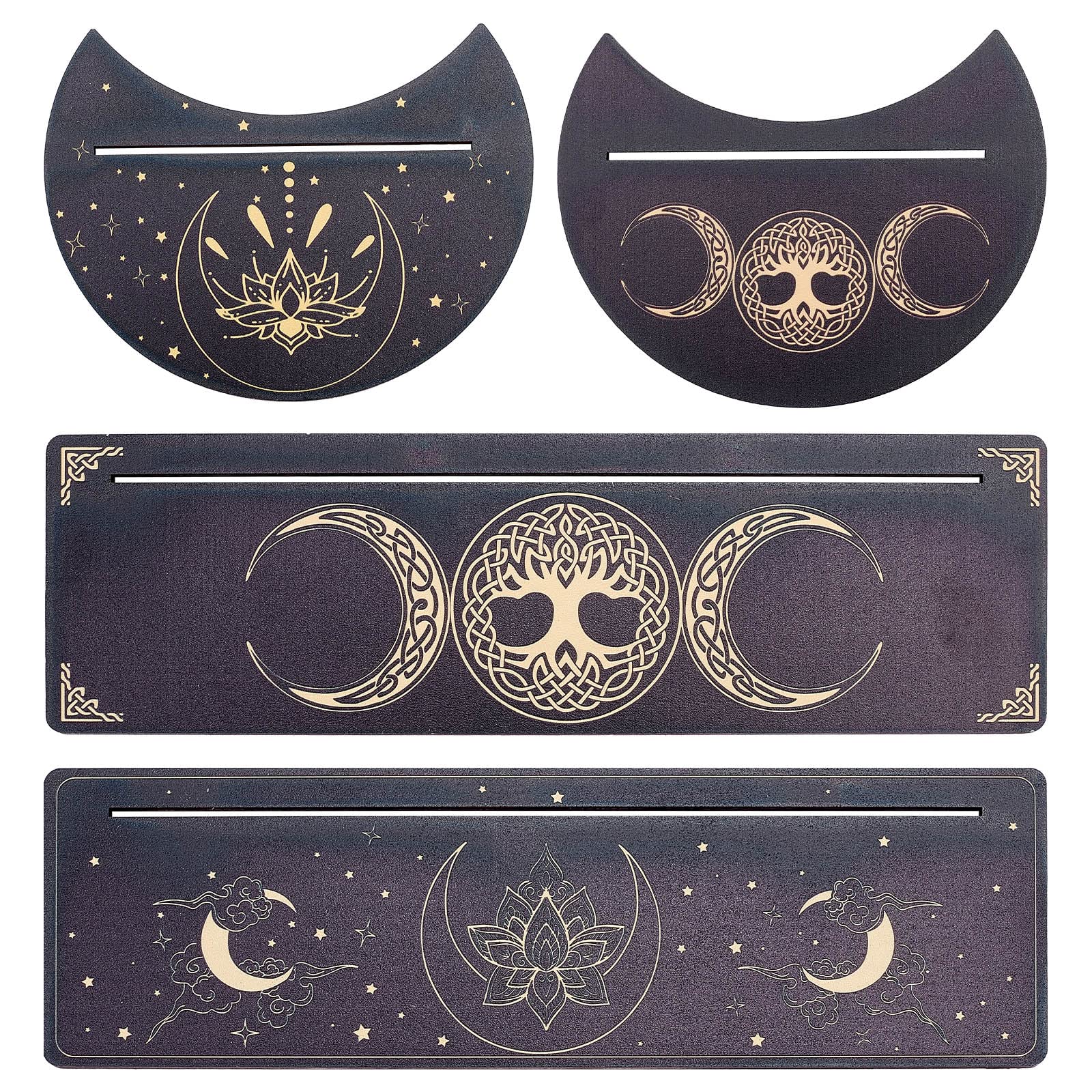 Support De Carte De Tarot En Bois Sculpté - Motif Lune Et étoiles - Dimensions 10x8x1,5 Cm - Pour Autel, Décoration, Divination