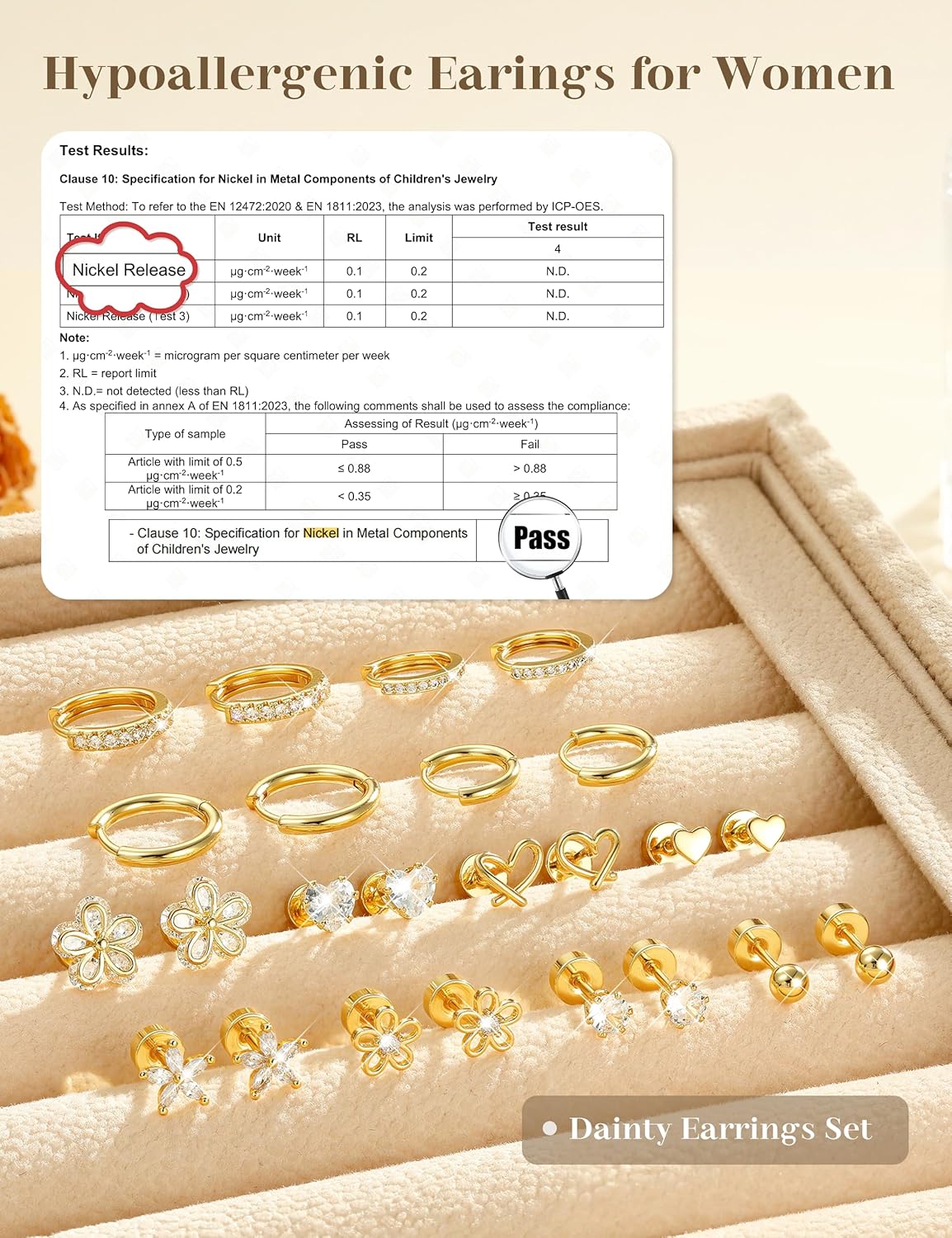 Hypoallergenic Gold Stud Earrings for Women - 14k Gold Plated Surgical Stainless Steel Flat back Earrings Set Small Huggie Hoop Flatback Earring for Sensitive Ears Screw Back Cartilage Piercing Jewelry - Image 5