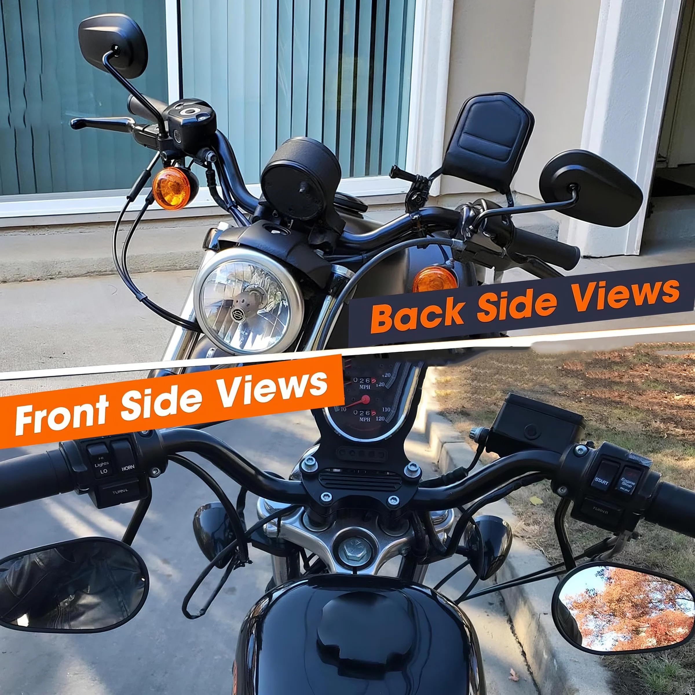 M10 M8 lusterko motocyklowe, czarne, uniwersalne lusterko wsteczne, kompatybilne z rowerami ulicznymi, sportowymi, ATV, quadami, skuterami, cruiserami, Touring