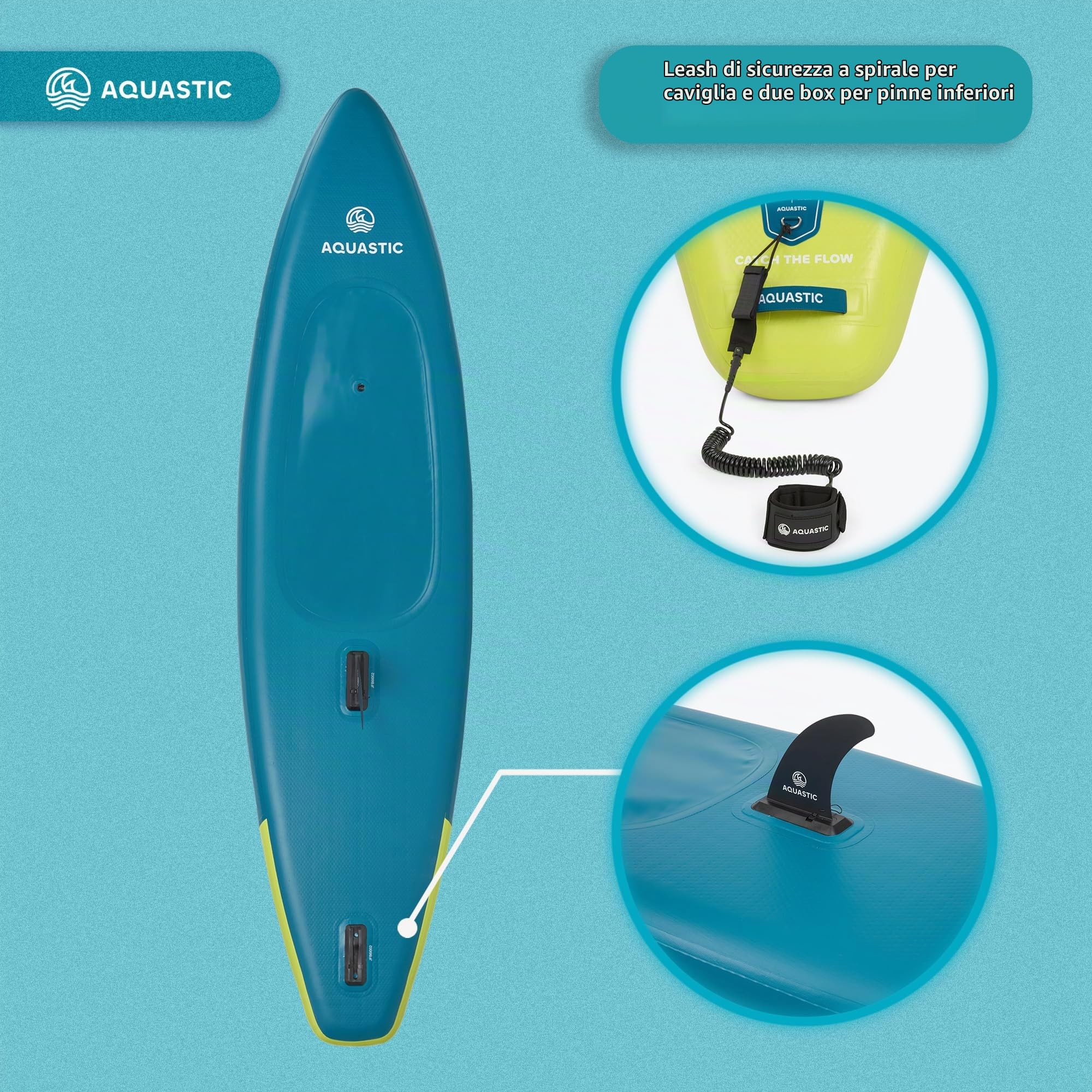 AQUASTIC Raglan 11'2 Kayak SUP ibrida gonfiabile – Tavola SUP con sedile per kayak, pagaia, pompa, 2 pinne e zaino