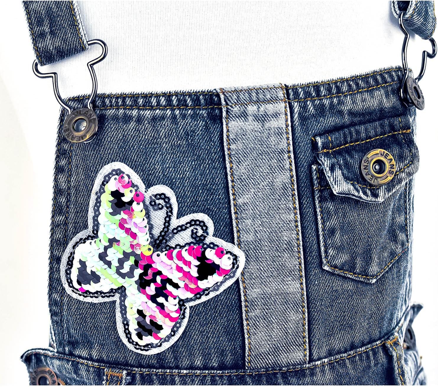 Peacolate 5-10T Little&Big Girls Adjustable Straps Short Overalls Jeans Outfits - Image 5