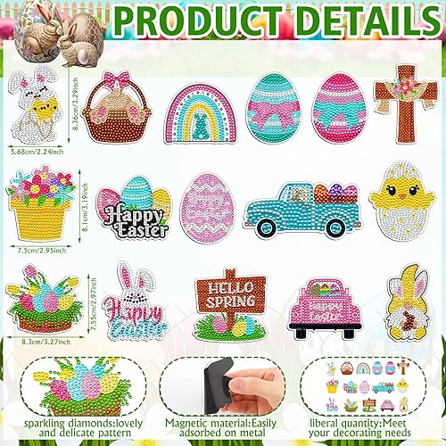 Miniatura 3 de Umigy 16 imanes de pintura de diamantes de Navidad para refrigerador, caramelo de menta, imanes de arte de diamantes, kits de pintura de diamantes
