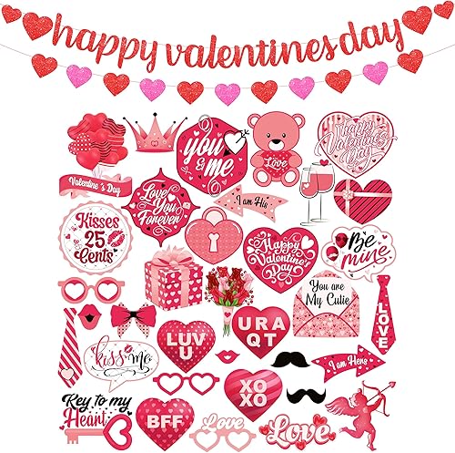 KatchOn, Cartel de feliz dĂa de San ValentĂn con purpurina, paquete de 37 Accesorios de fotos de San ValentĂn Guirnalda de corazĂłn rojo y rosa KatchOn, Cartel de feliz dĂa de San ValentĂn con purpurina, paquete de 37 Accesorios de fotos de San ValentĂn Guirnalda de corazĂłn rojo y rosa