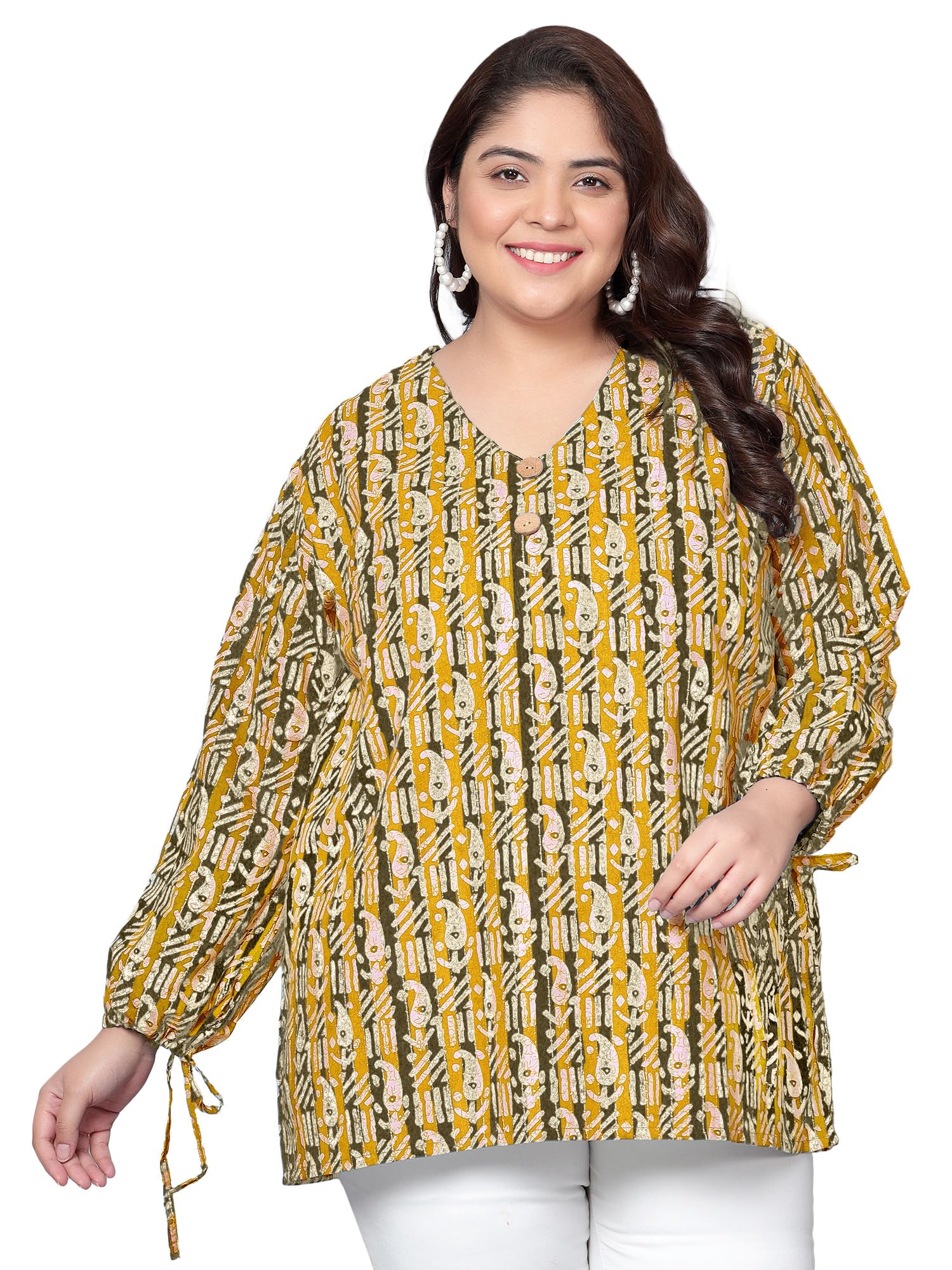 indietoga Women's Plus Size Printed Casual Cotton Tunic Top (2XL to 7XL)-picture-24